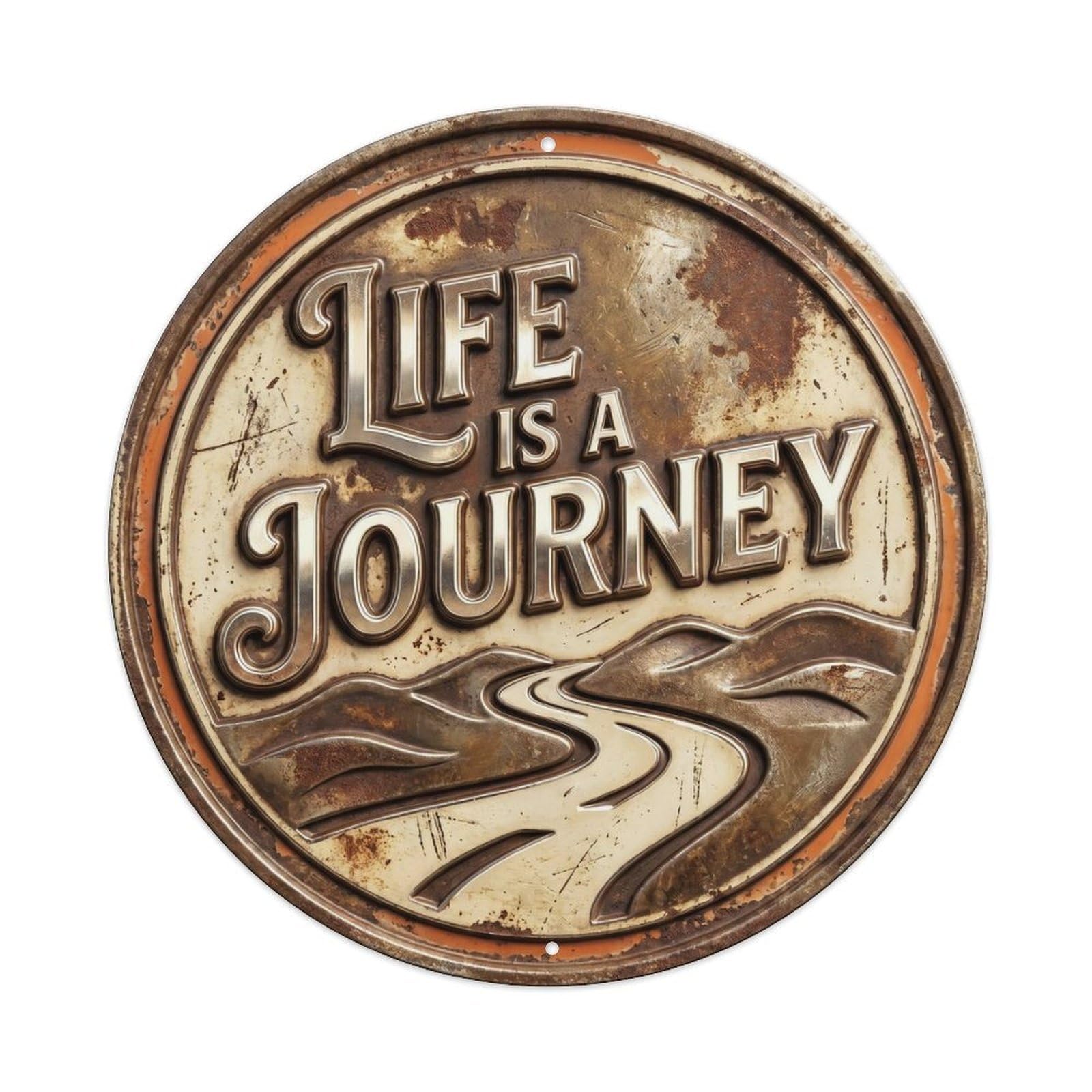 Life Is Journey Vintage Workshop Display Retro Slogans Vintage Metal Tin Sign Plaque Wall Decor for Cafe, Club Bar, Office, Garden Metal Poster 8x8Inch