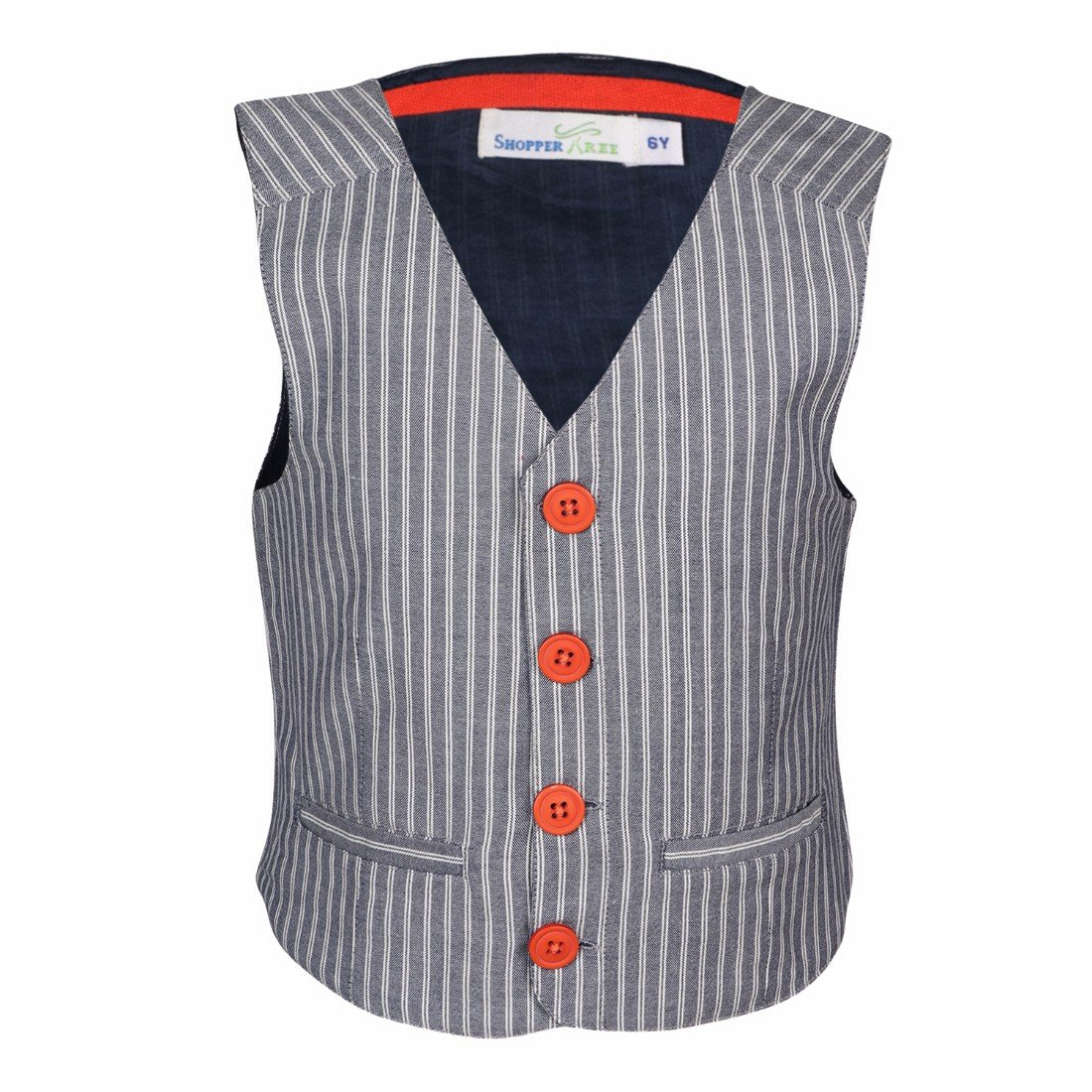 Blue Striped Waist Coat-image-0