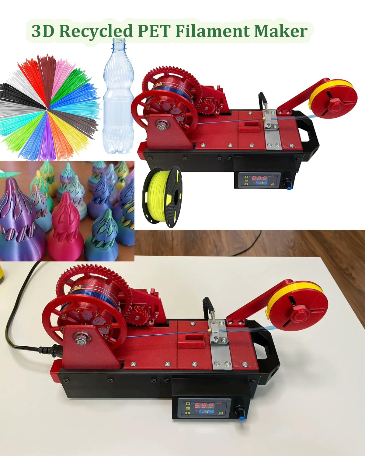 Machine à Fabriquer Du Filament 3D En Pet Recyclé, Recycleur De Bouteilles Imprimées En 3D, Filament 3D Pultrudé à Partir De Bouteilles En Plastique, Familles, Créateurs DIY, Petits Studios red