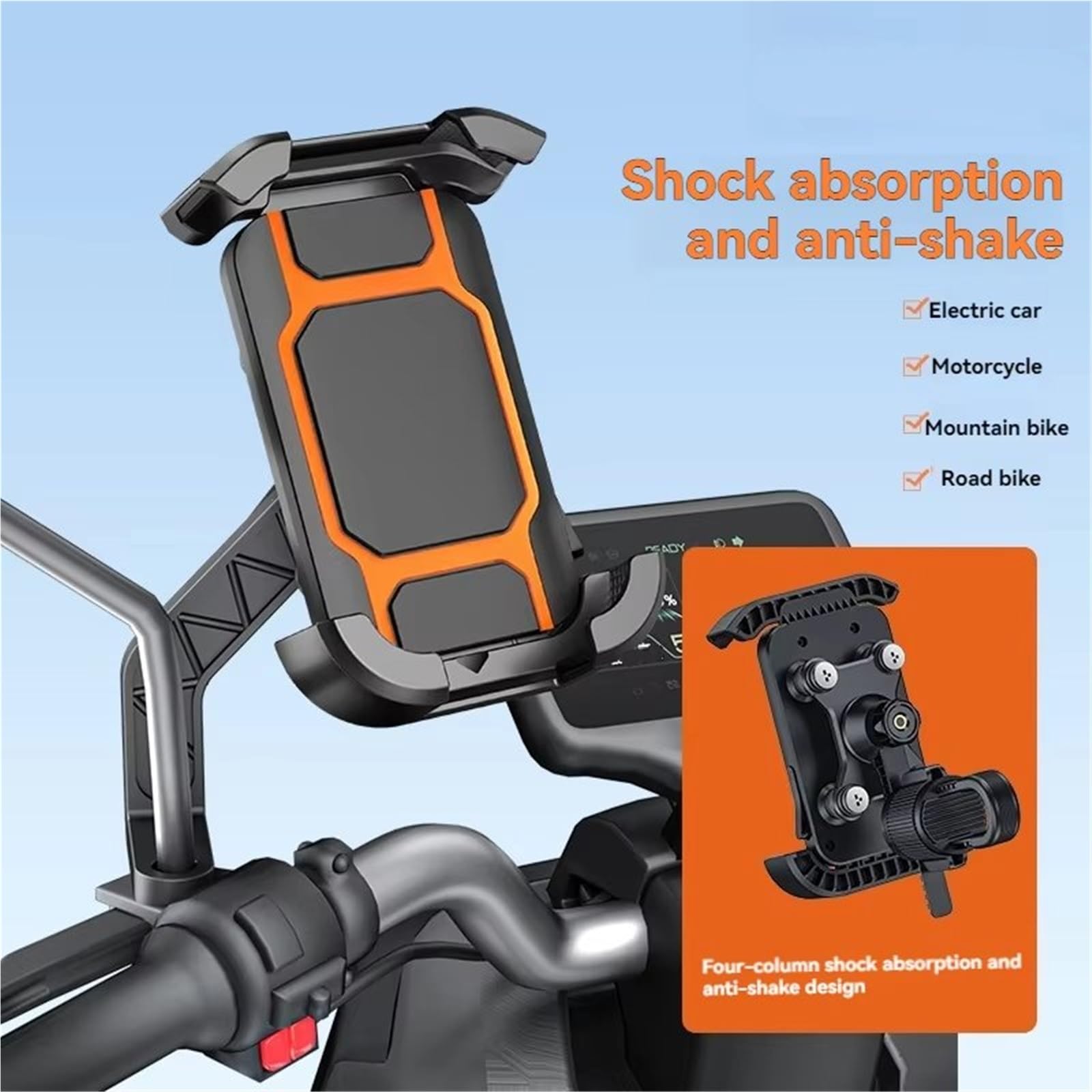Barre Support Navigation GSP Support Navigation Véhicule Électrique Et Support Fixe Vélo Stable Résistant Aux Vibrations Support Téléphone Portable Moto Support Navigateur GPS(Bicycle B)