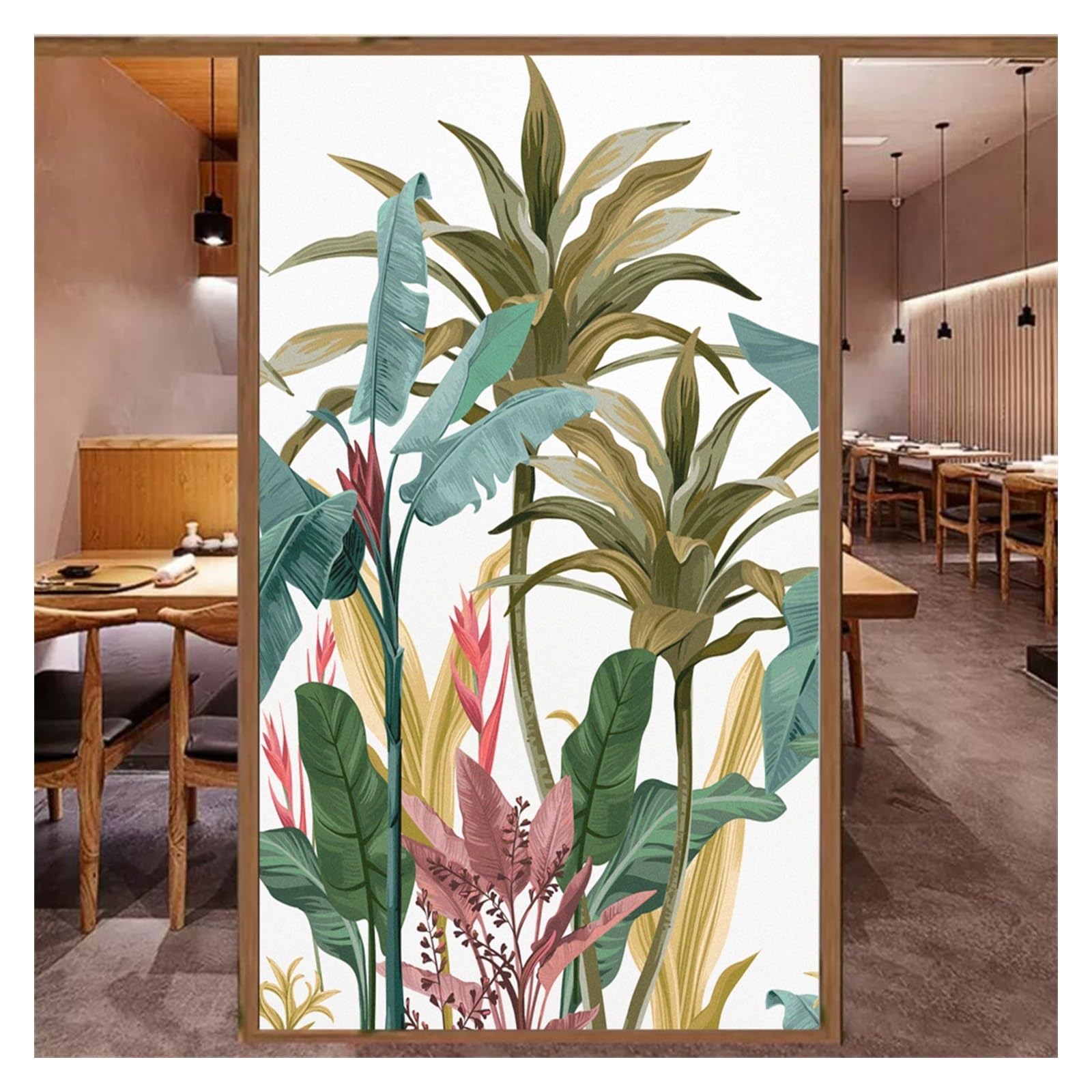 Glass Window Film Window Film Privacy Glass Sticker Heat Insulation and Sunscreen Tropical Rainforest Decoration Adhesive sticker for Home(60x200cm)