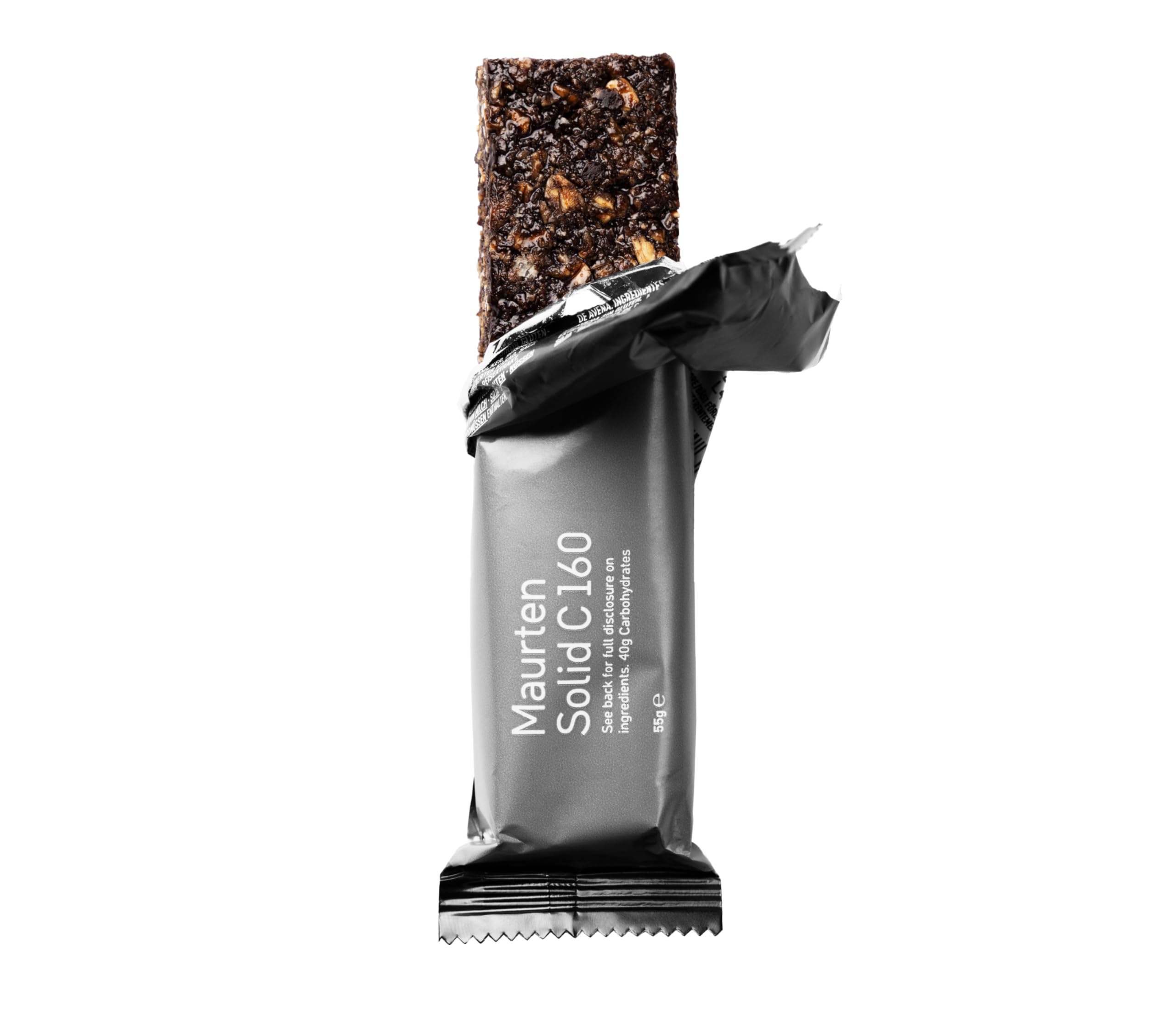 Maurten Solid 160C Cacao Barre Énergétique - Boîte de 12 mini-barres à base d’avoine et de riz - Power Bar avec 40g de glucides pour cyclisme et marathon - Faible en fibres, vegan & sans gluten