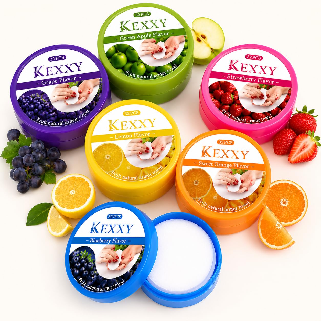 Kexxy Nail Polish | Nail Paint Remover Wipes, Wet Pads Multi Colour, 32 Pads (Pack of 6)-image-27
