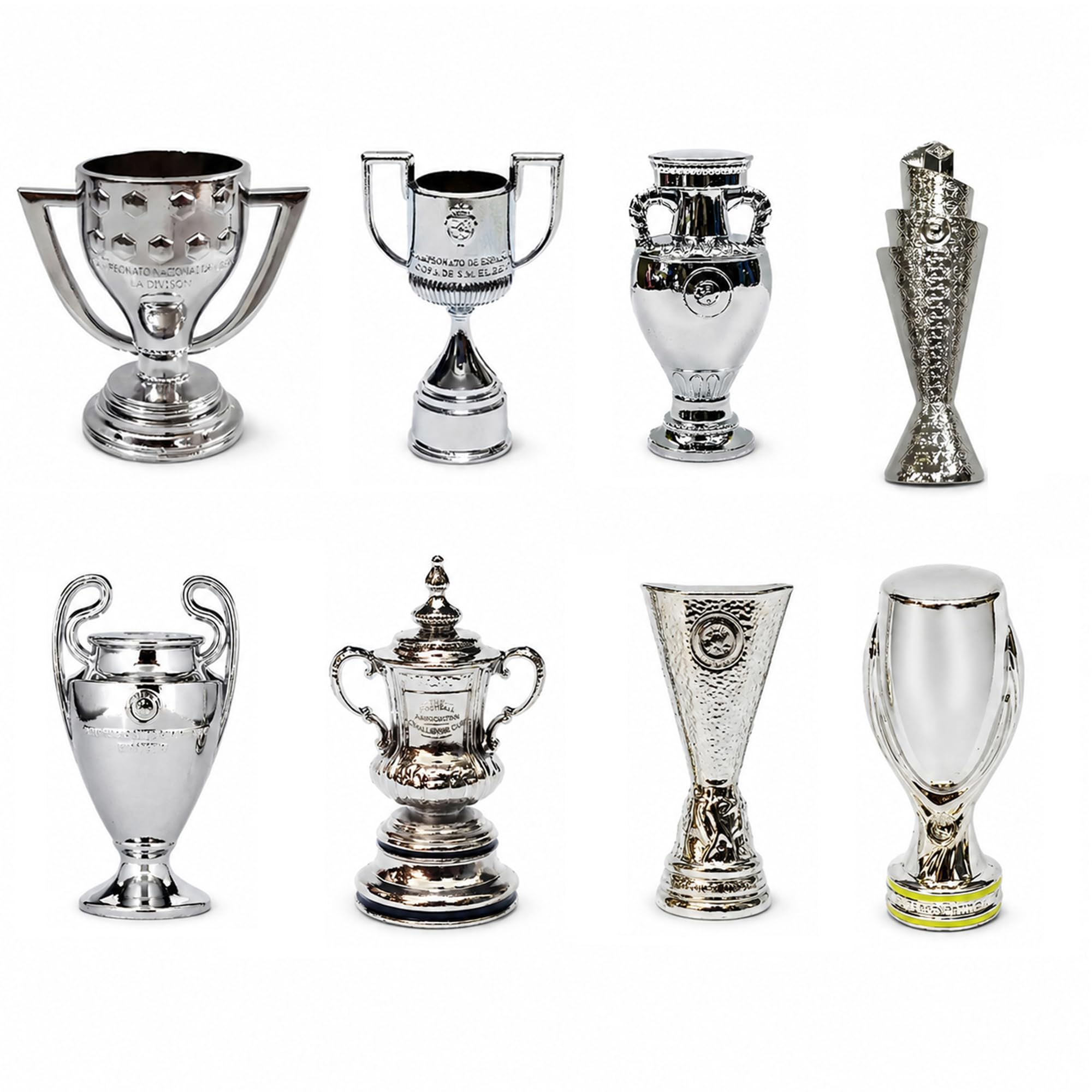 Mini Set de Trofeos de Campeones de Fútbol Modelo de Metal Trofeo de Liga de Fútbol de Alta Simulación Modelo de Colección para Fanáticos Adornos de Escritorio de Recuerdo de Regalos,8pc