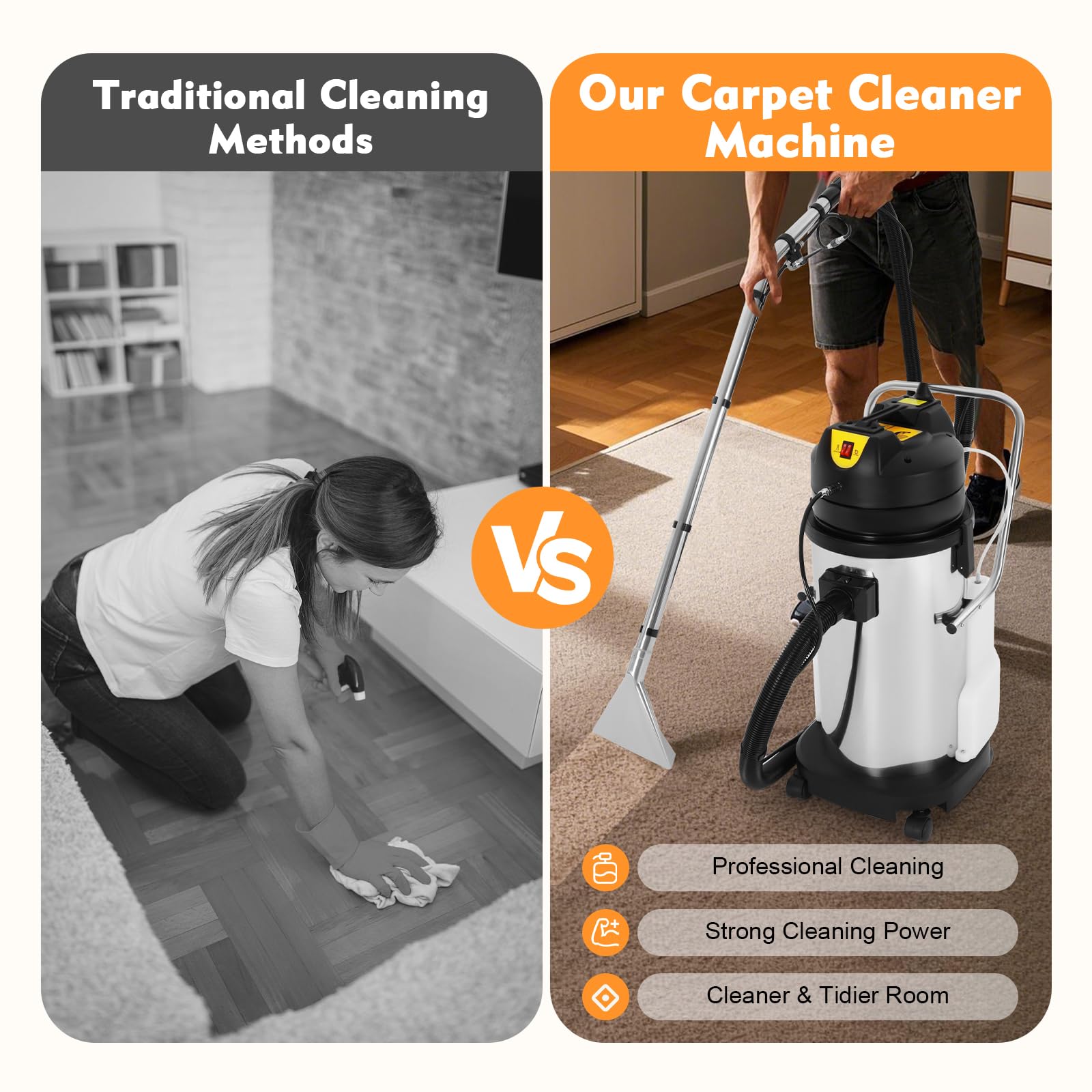 40l Carpet Cleaner Machine, 1049w Carpet X-pert Upright Deep Carpet Cleaner, Portable Removable Spot Cleaner Stain Tool With Spraying, Circulating Air Cooling, Water Tanks, Safety Pail Lugs