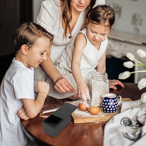 Miniatura 9 de Hemoton Molde para hornear antiadherente negro, molde rectangular con tapa de 15.87 oz, 2 unidades