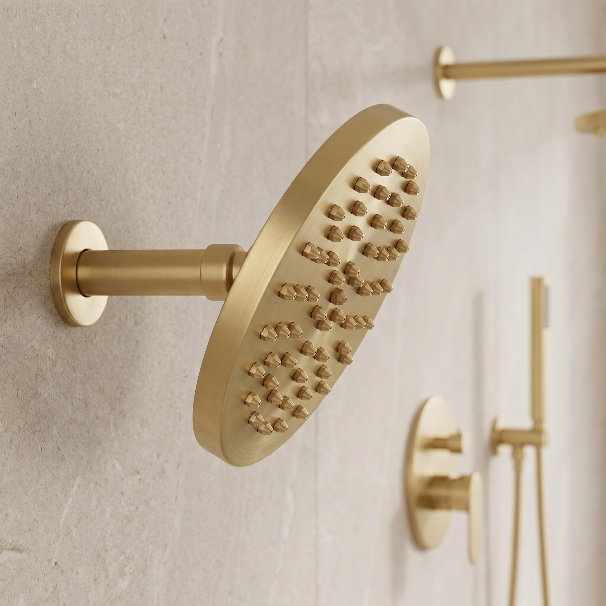 Veemoon Soffione doccia a pioggia - Facile installazione - Soffione doccia rotondo in rame a soffitto anti-perdita - a pioggia per il bagno, ideale per un'esperienza rilassante sotto la