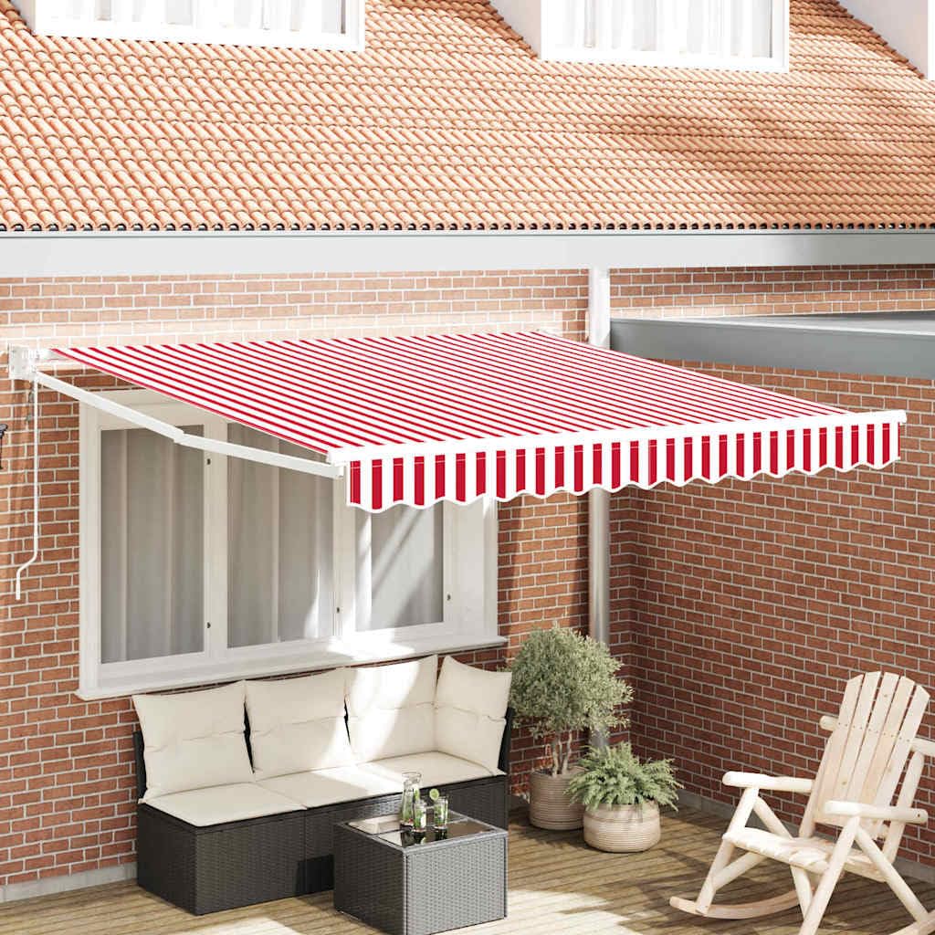 Toldo rojo extensible 300 x 250 cm con tela de poliéster resistente a la intemperie y a los rayos UV, para balcón, terraza, jardín, exterior, montaje en pared, resistente al viento y al agua