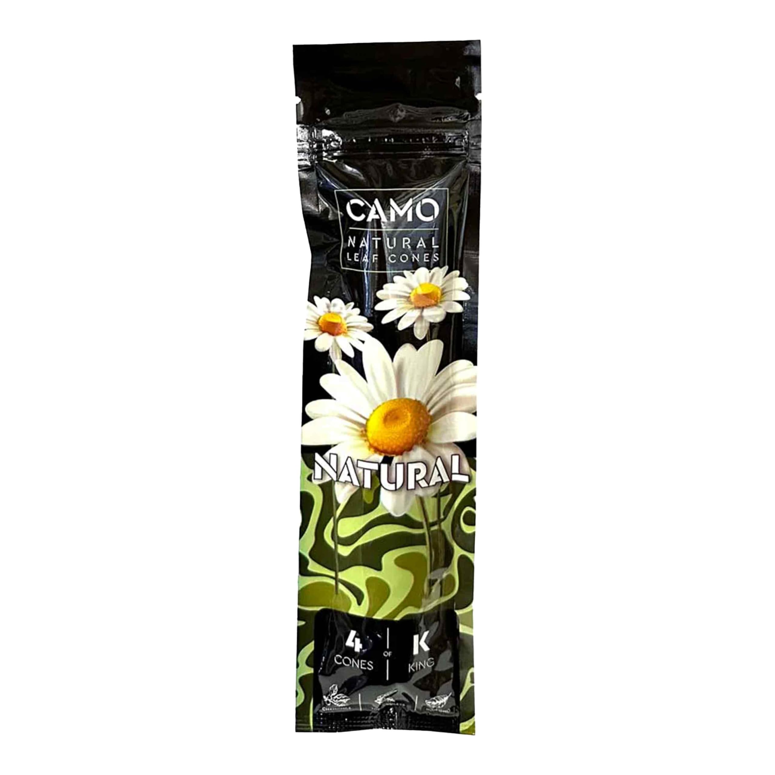 Camo Cones Natural Leaf King Cones 4 Cones Per Pack (Honey, Natural, Blueberry, Watermelon, Strawberry, Vanilla, Green Apple, Pineapple, Russian Cream, and Peach) (Natural, 1 Pack)