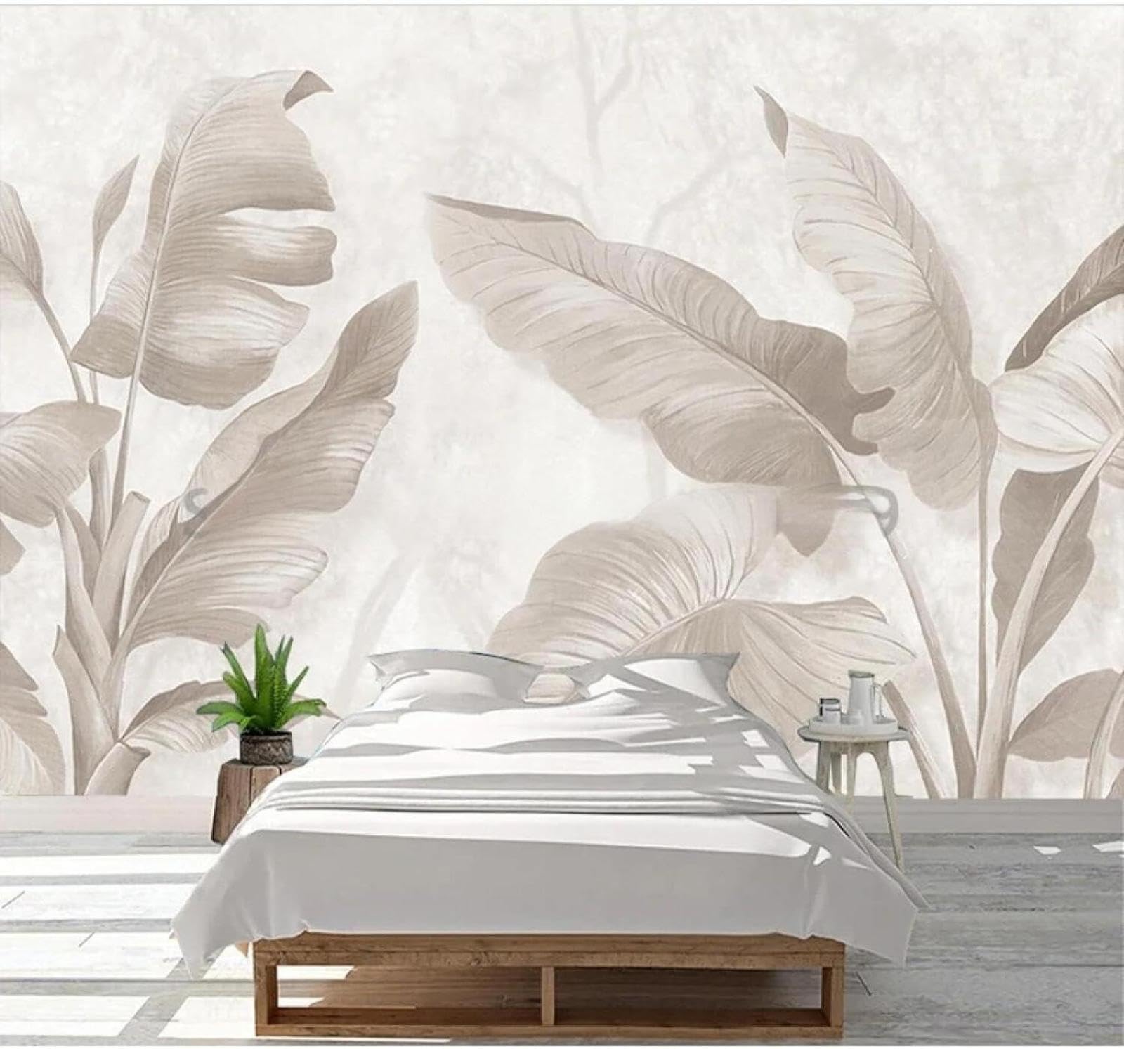 Xlming 400Cm×280Cm(B×H) Retro Three Dimensional Hand Drawn Plants Banana Leaves 3D Wallpaper Luxury Home Dining Decor Paste Sofa Living Room The Wall For Bedroom Mural-400Cm×280Cm