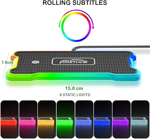 Miniatura 7 de POLMXS - Cargador inalámbrico para automóvil, cargador inalámbrico para teléfono celular, con luz RGB, alfombrilla de carga inalámbrica compatible