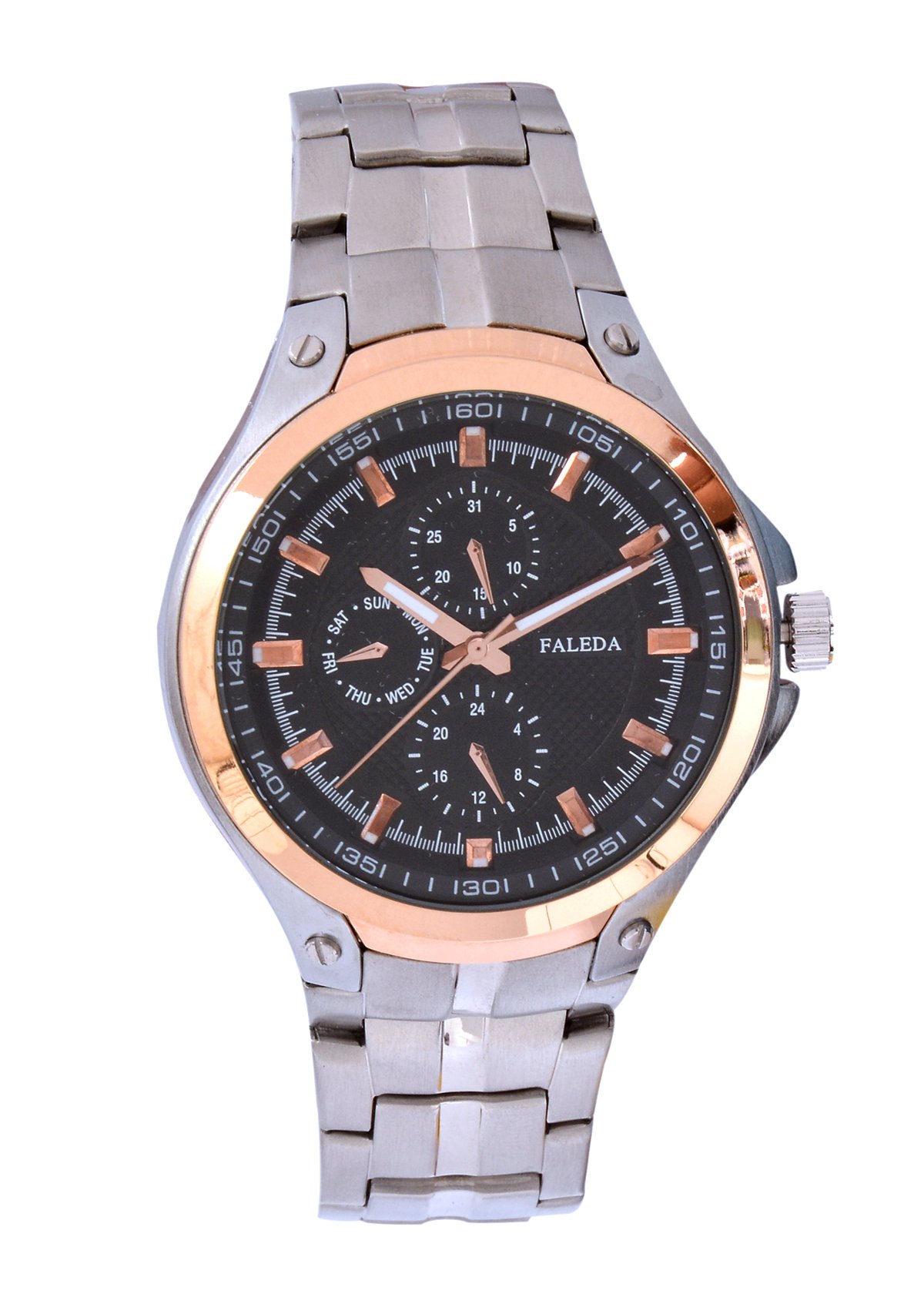 Faleda Black 9022CB Silver Analog Formal for Men