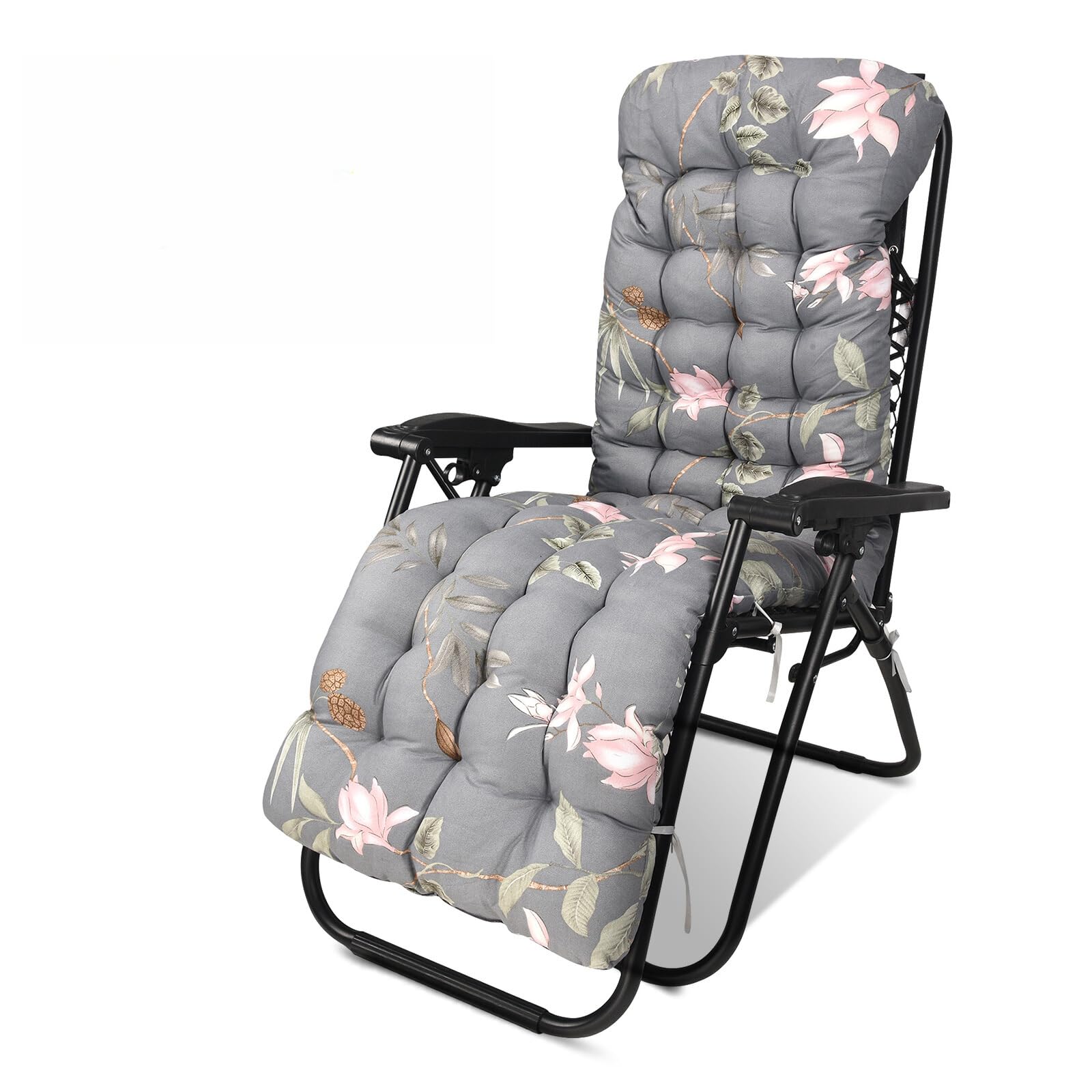 WildFun Sun Lounger Cushions Only, 170 * 53 * 8cm Garden Sunlounger Cushions Thick Chair Cushions with Non-Slip Top and Tie Ropes for Indoor Outdoor Garden Patio Beach(Grey)-image-40