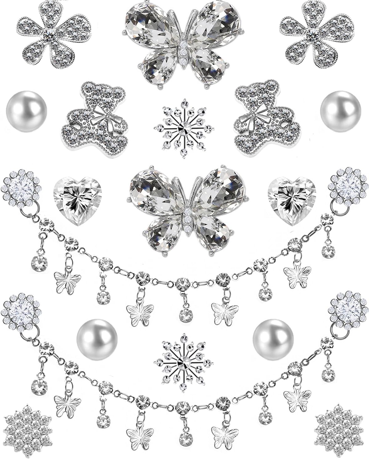 Rhinestone Bling Shoe Charms Designer Jewelry Accessories for Women Girls Luxury Rhinestone Butterfly Jewelry Shoe Decoration with Bling Girly Chains Fashion for Party Favors Birthday Gifts