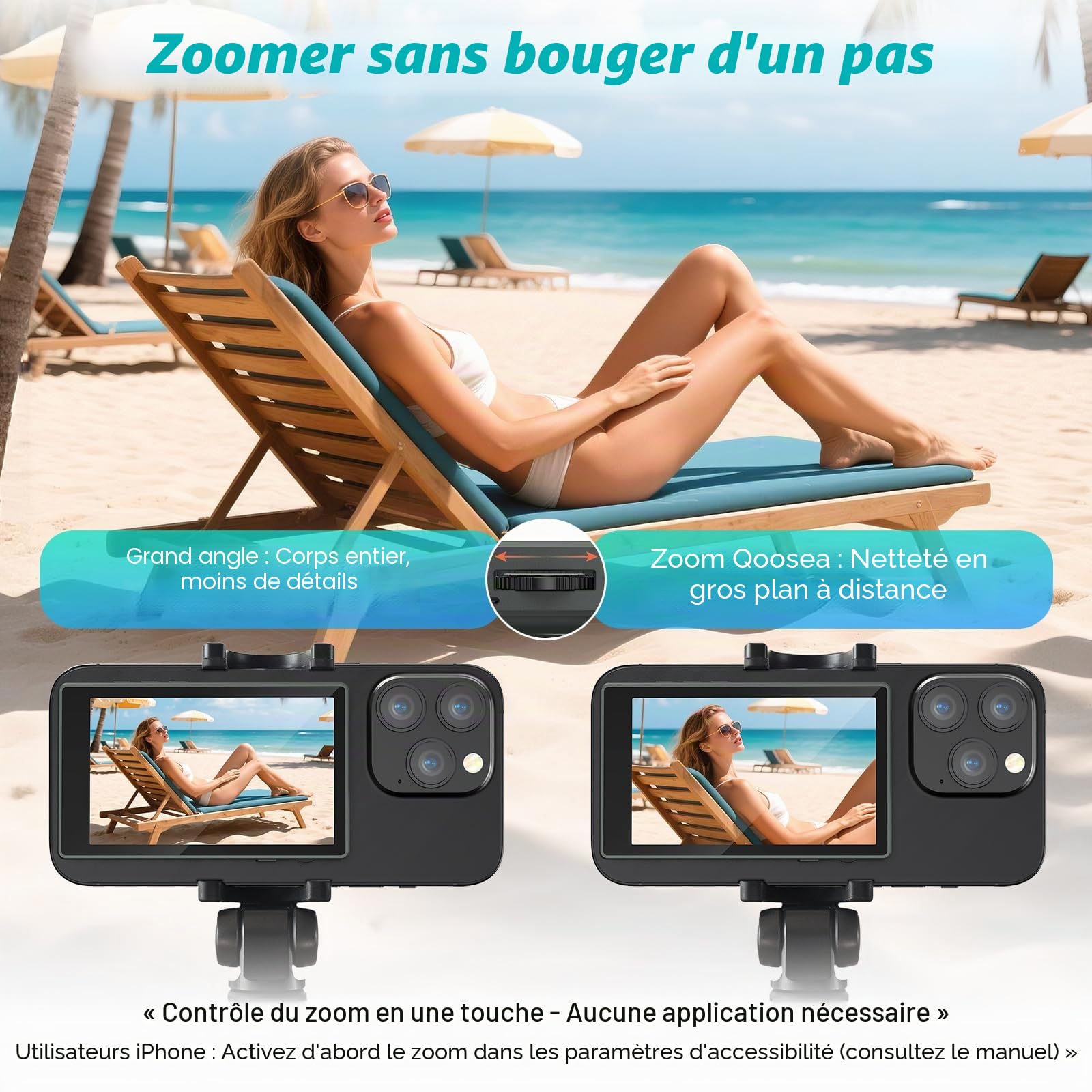 Qoosea écran Retour Caméra Téléphone 4" Magnétique, Écran Selfie sans Fil 1080P avec Haut-Parleur & 4h Autonomie, Retour Camera iPhone et Android, Streaming Live TikTok, Accessoire Vlog