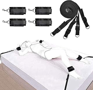 Bondage Restraints Sex Set for Bed Sexy Straps for Couples Bed Restraints Bondage Kit Adult Restraint with Cuffs Restraints, Bed Restraints for Sex Wrist Ankle Cuffs with adjustable straps