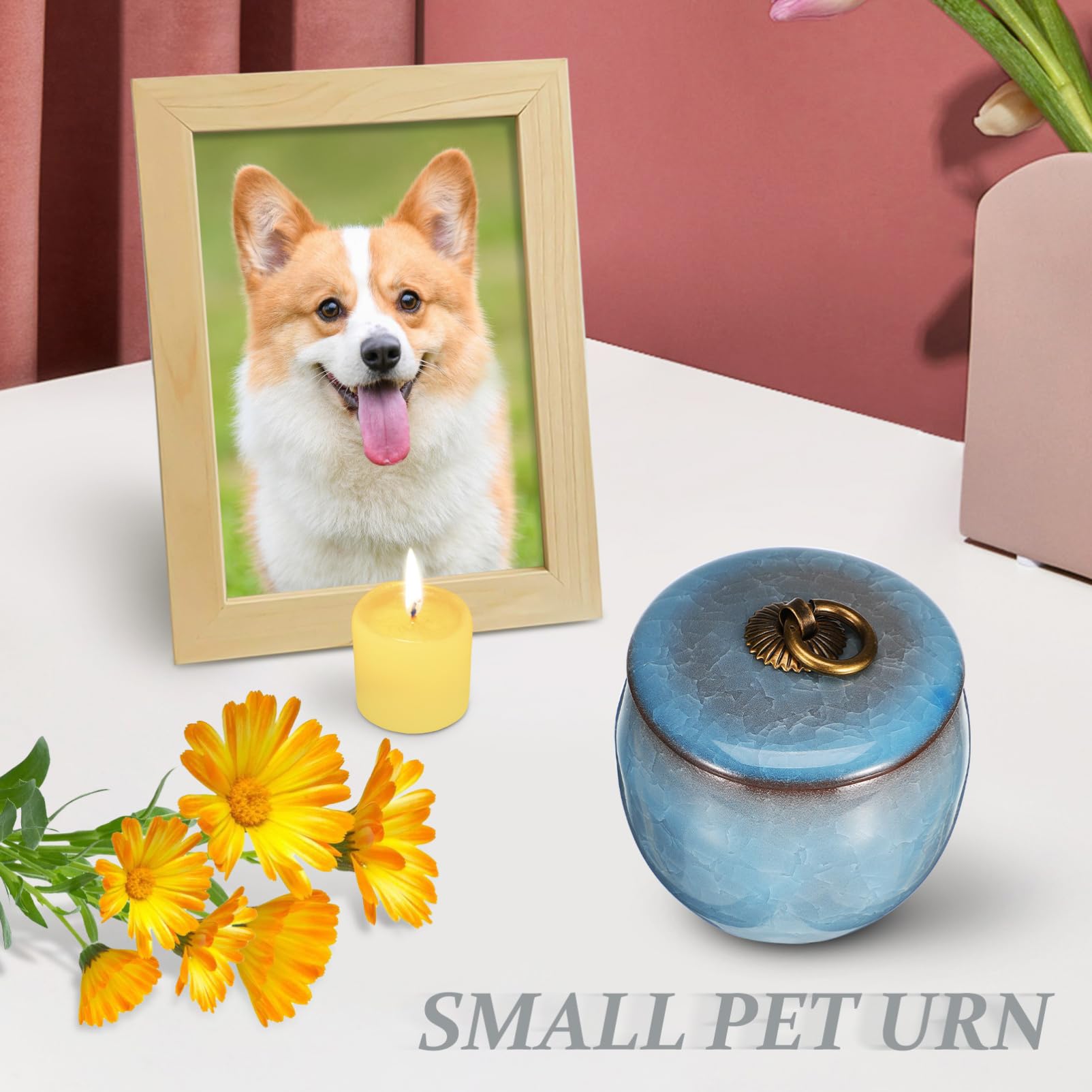 Happyyami Small Pet Urn for Ashes 2.56 Inch Ceramic Keepsake Memorial Box for Dogs and Cats Compact Cremation Holder Easy to Clean Versatile Pet Ashes Keepsake - Image 3