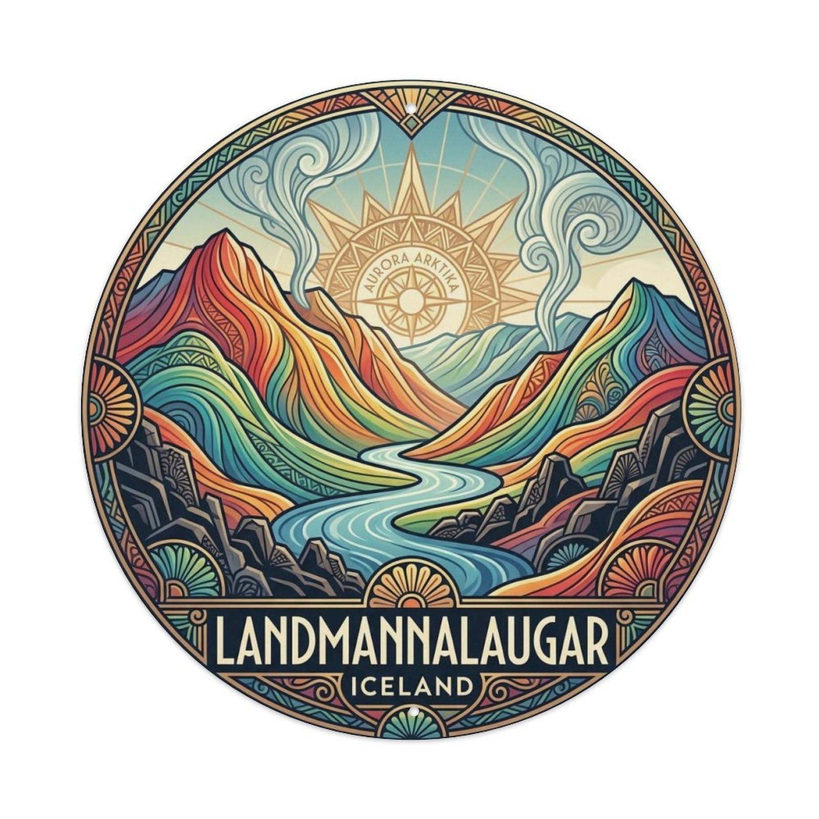 Vintage Travel Landmannalaugar Iceland Colors Metal Tin Sign