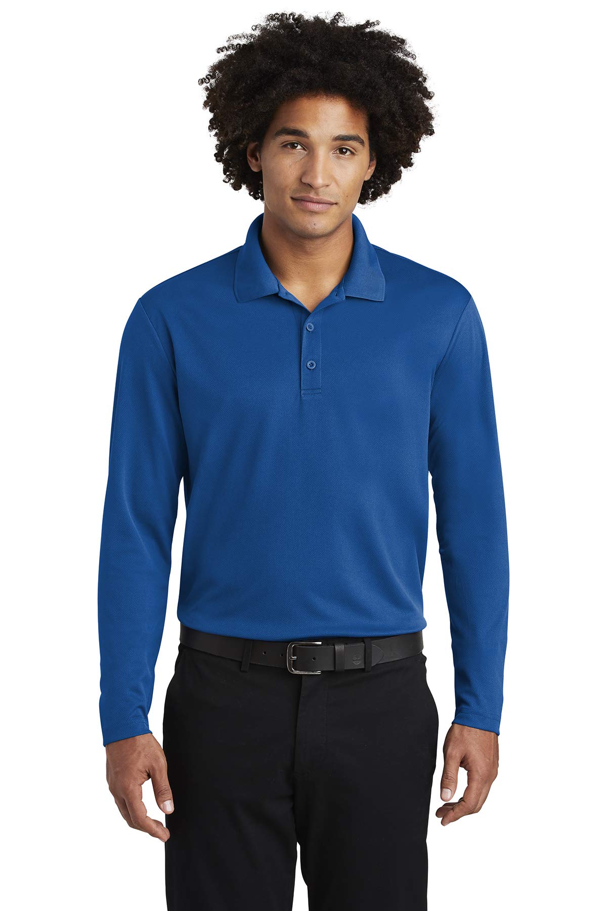 SPORT-TEK Unisex PosiCharge RacerMesh Long Sleeve Polo | Collared Shirt for Men & Women, Casual Fit Top for Work, Tennis & Golf True Royal
