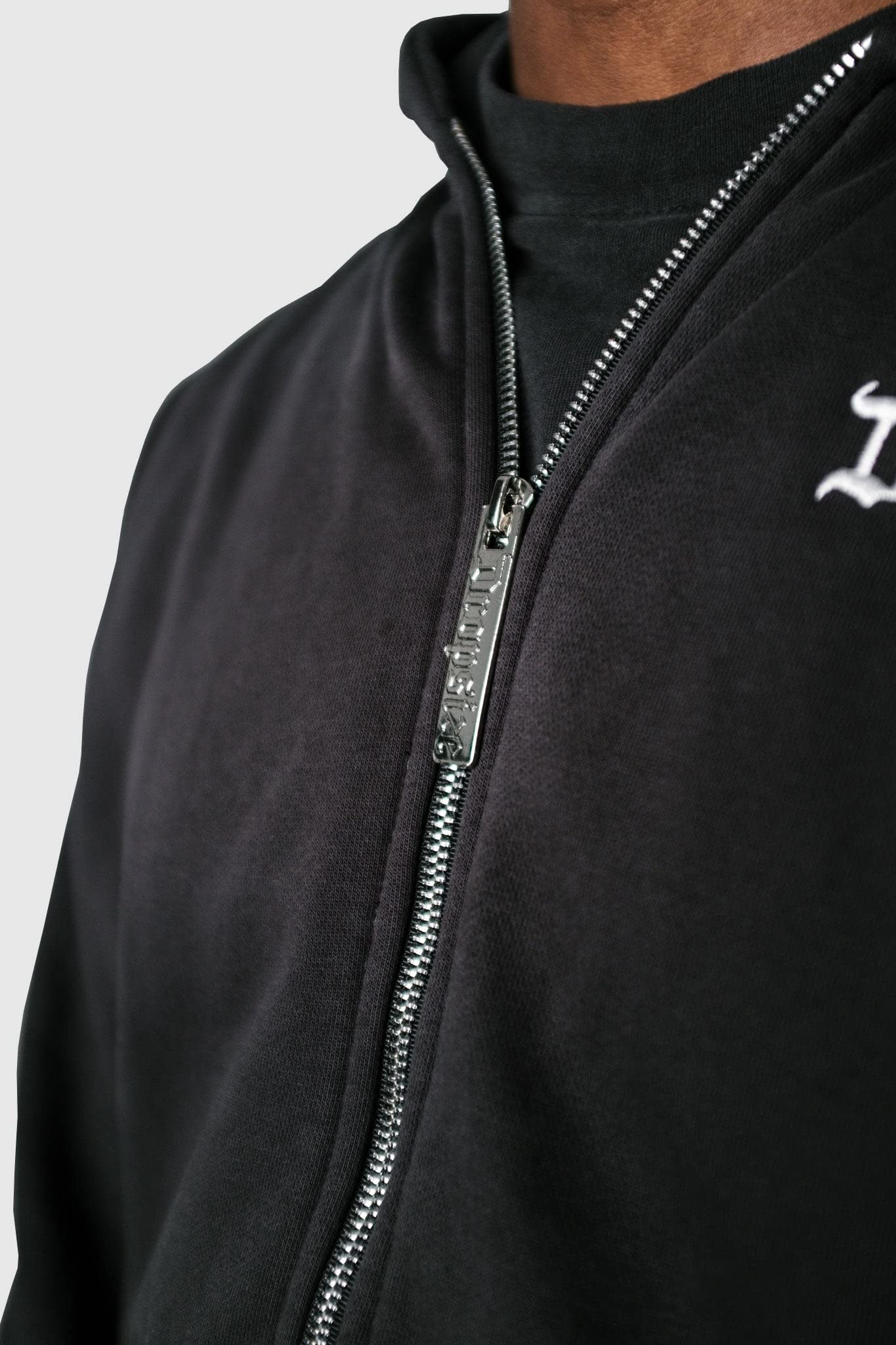 Dropsize Super Heavy Oversize Blank Zip Hoodie Washed Black, Urban Streetwear Oversize Zipper, 360 GSM Baumwolle, mit Kapuze, Herren Sweatjacke XL