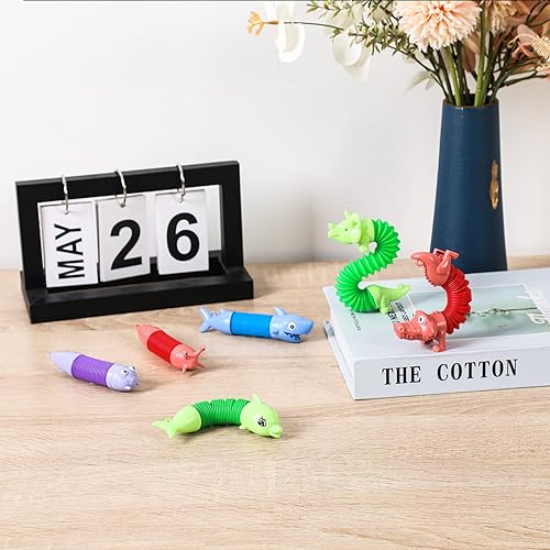 Miniatura 2 de Paquete de 12 tubos de animales para reventar, mini tubos para reventar, recuerdos de fiesta para niños, juguetes para niños de 3 a 4 años, juguetes