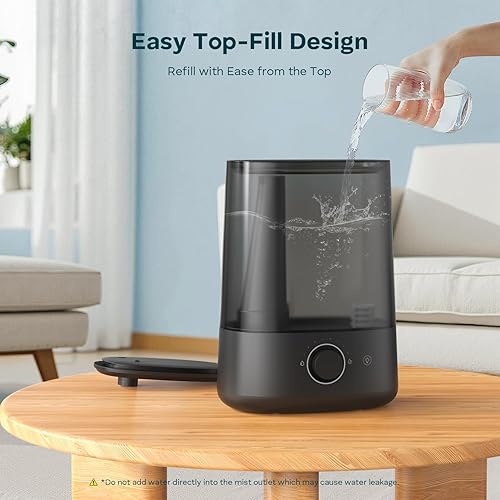 Miniatura 5 de BREEZOME Humidificadores de 5L para dormitorio, humidificador ultrasónico de llenado superior de niebla fría y difusor de aceite esencial, boquilla