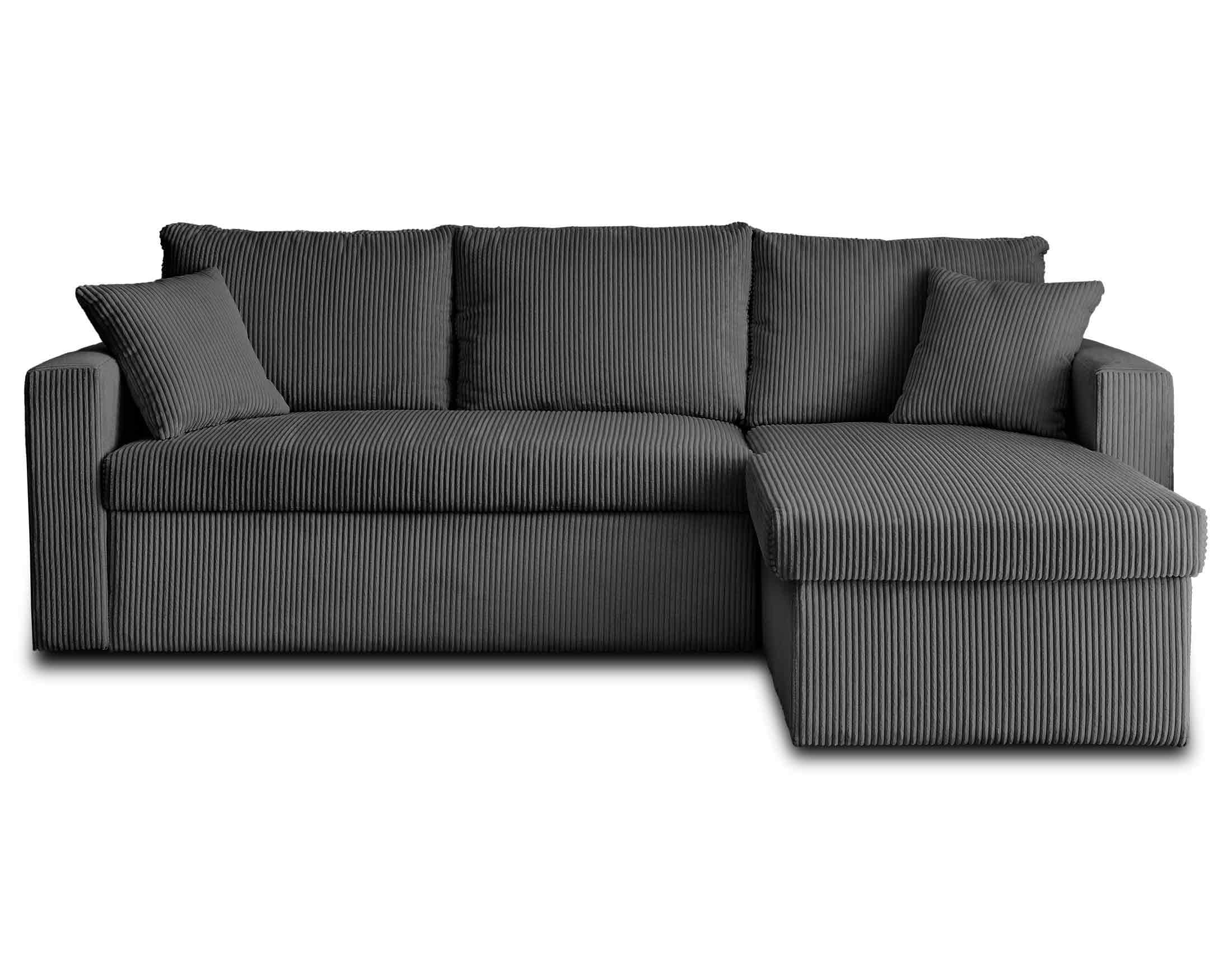Bestmobilier Cyrus - canapé d'angle réversible 4 Places - Convertible avec Coffre - en Velours côtelé