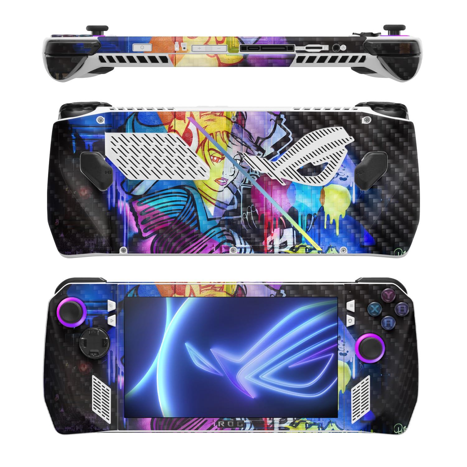 MightySkins Carbon Fiber Skin Compatible with Asus ROG Ally - Midnight Mischief | Protective, Durable Textured Carbon Fiber Finish | Easy to Apply