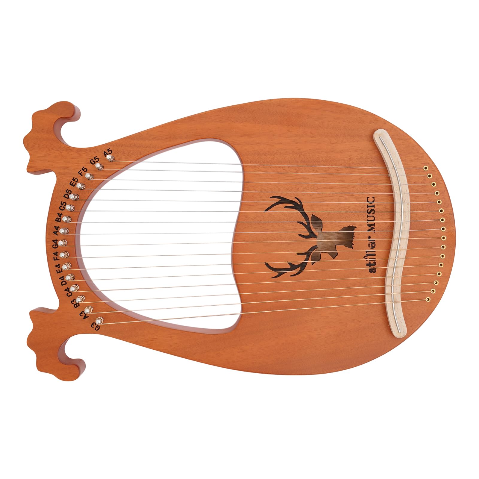 Lyre Harp Harpe 16 Cordes Métal Lyra Harfen Piano à Pouce en Acajou Massif avec Touches d'accordage Paddles pour Enfants et Adultes - Cadeau original Couleur bois d'origine, GKCFGJT-489