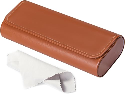 RayLove Estuche rígido para gafas, funda de gafas de sol de viaje, funda de cuero duro para lentes de lectura para mujeres, estuche para lentes de