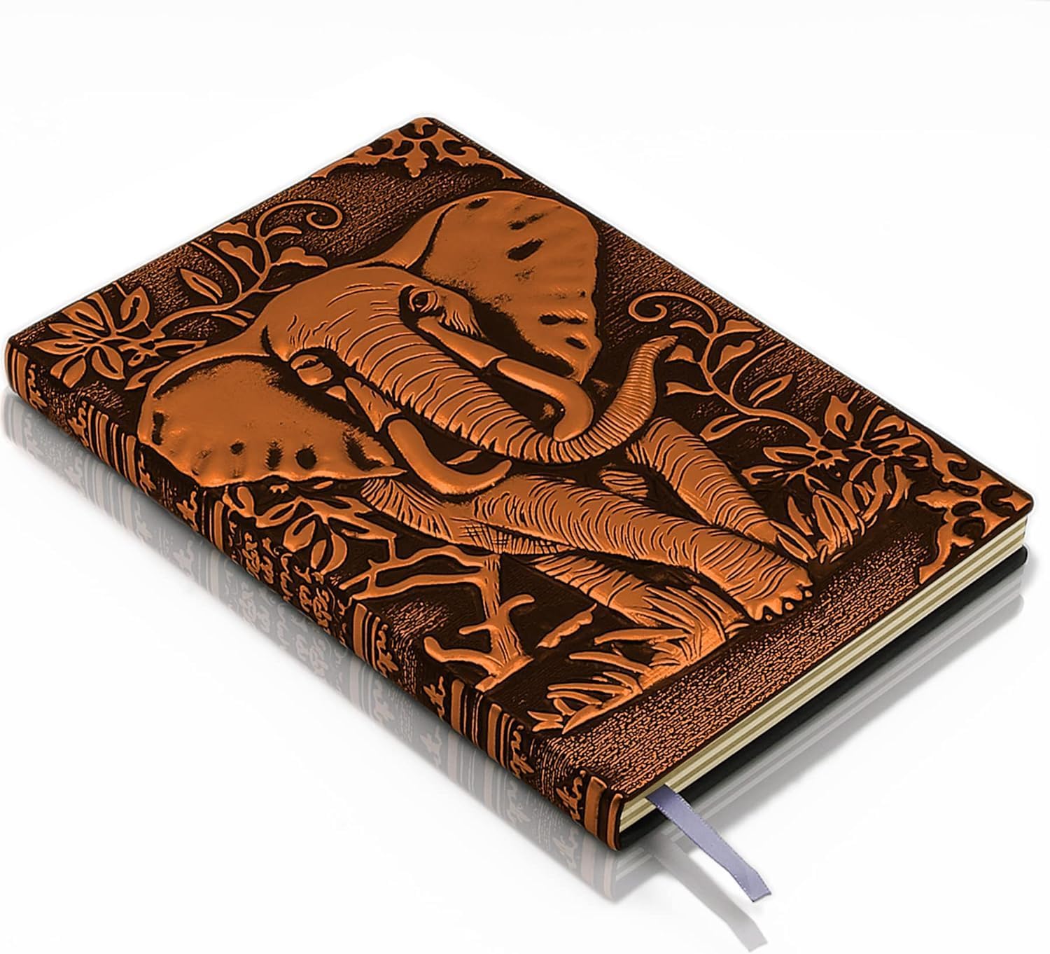 Brijshi 3D Elephant Copper DND Vintage Leather Diary Journal Writing Note Book with 200 Pages A5 Journal Planner Diary Antique Handmade Travel Dairy Notebooks Gift for Kids Men Women