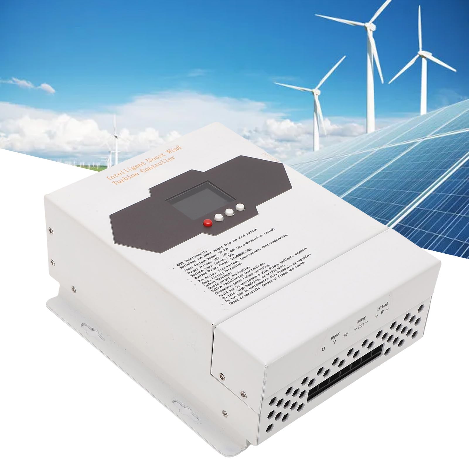 Garosa Kontroler ładowania Wiatrem o Mocy 1000 W MPPT Boost z Wyświetlaczem LCD, Automatyczne Wykrywanie Systemów Akumulatorowych 12 V/24 V/48, Inteligentna Ochrona i Monitorowanie W Czasie