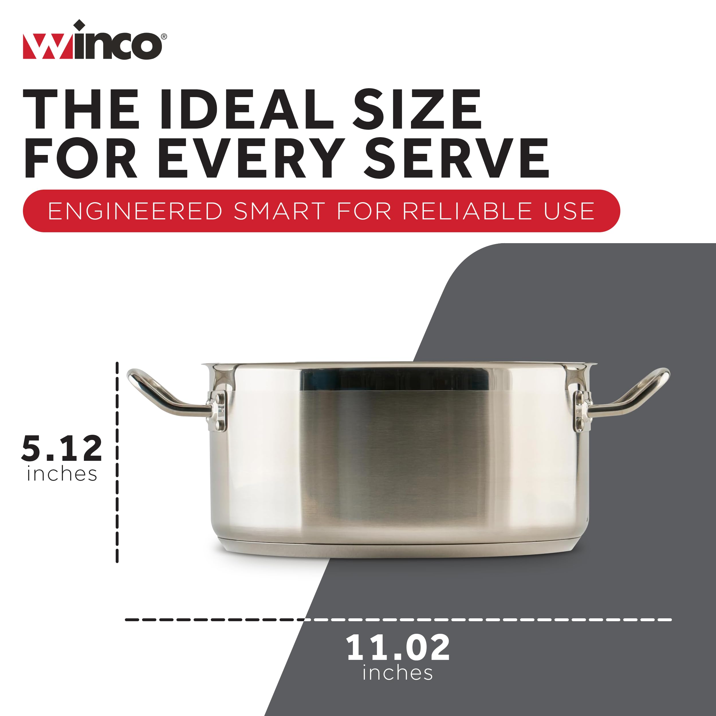 Winco 8qt Stainless Steel Brazier Pan with Lid -5 Winco 8qt Stainless Steel Brazier Pan with Lid -5