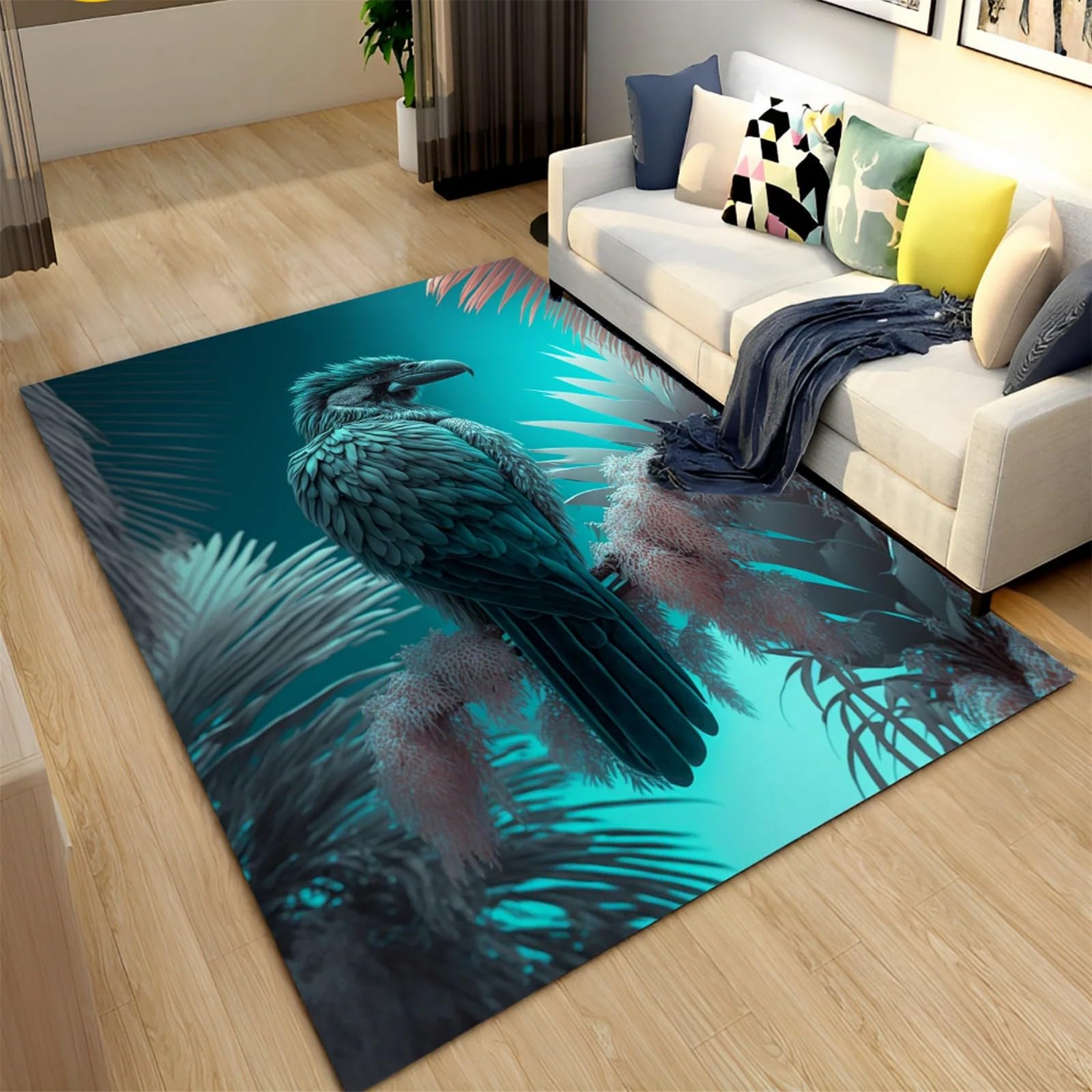 3D Living Room Carpet, Animal Bird On Branch Printed Rug, Soft Comfortable Non-Slip Rectangle Floor Mat For Dining Bedroom Home Decor, 40 X 60 Cm -5O7B/Q1C1-3