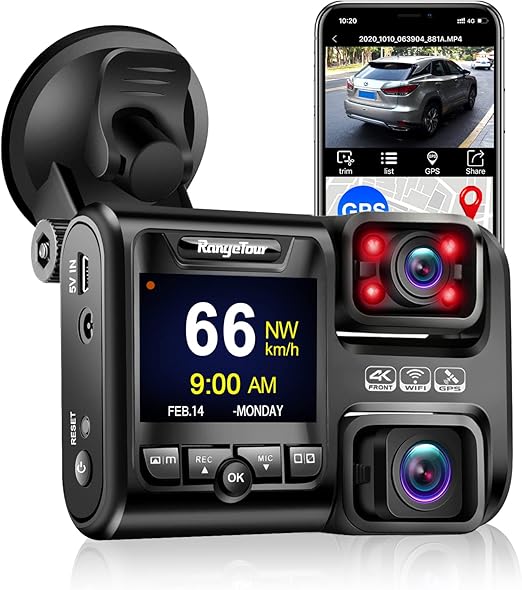 Range Tour Dash Cam for Cars, Dual Car Camera 4K 2160P Car Dashboard