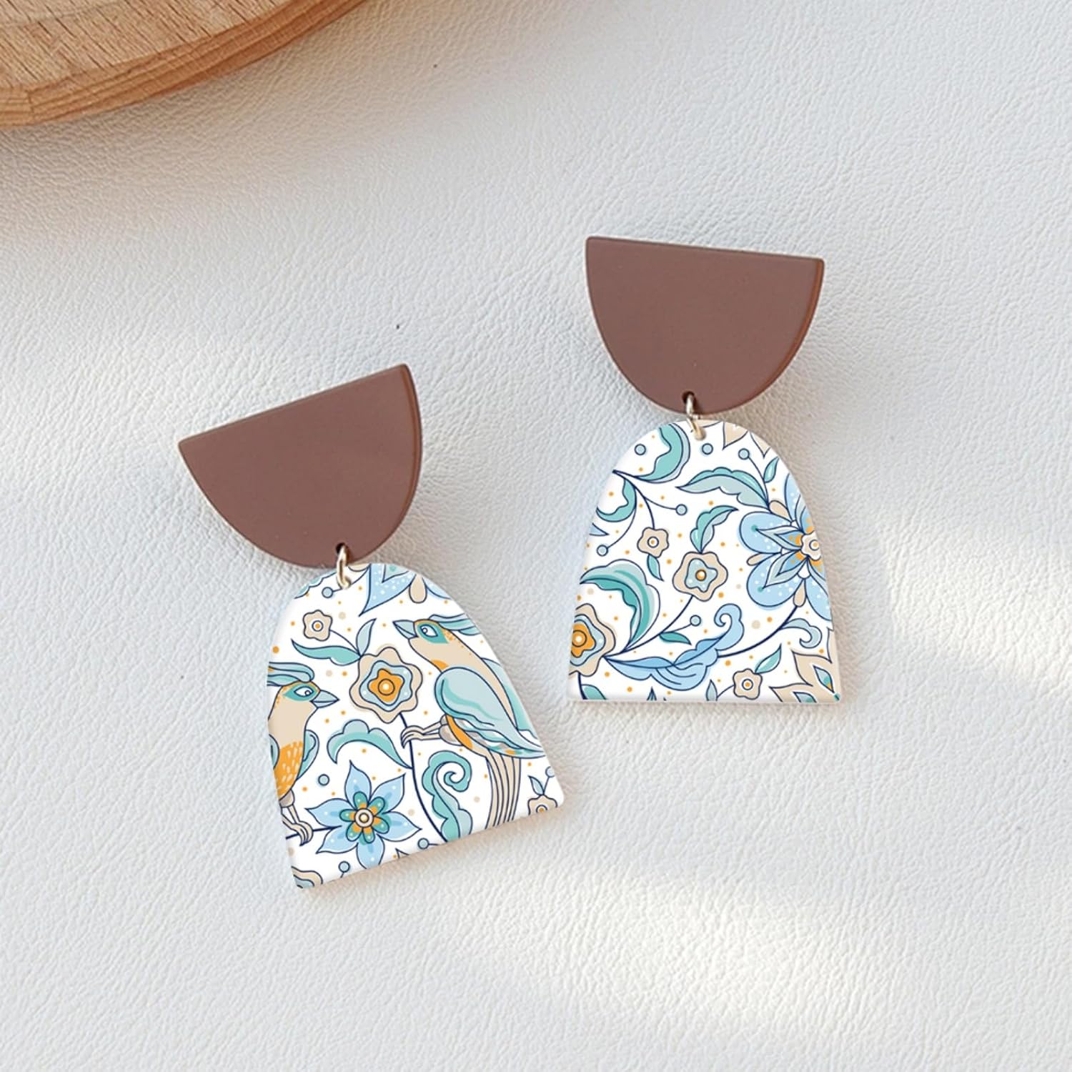 Briartw 10 Sheets Polymer Clay Transfer Paper - Blue Bird Blossom Pattern - Per Sheet 5.82 x 3.93 inch - Water-Soluble Transfer Sheets Disposable Stickers for DIY Clay Jewelry Earrings Making
