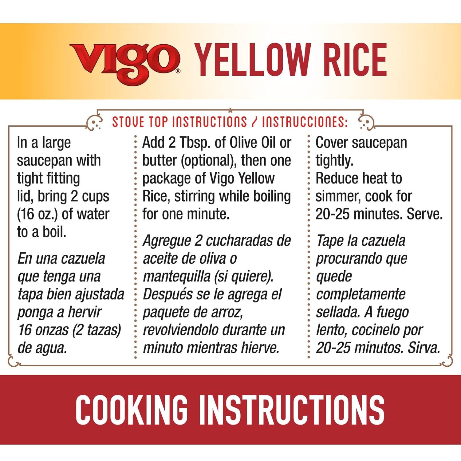 Vigo Authentic Saffron Yellow Rice, Low Fat, 8oz (Yellow Rice, Pack of 12)