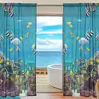 【定価19360円】魚模様のレースカーテン　170✖️105 定価19360円】魚模様のレースカーテン 170✖️105 定価19360円