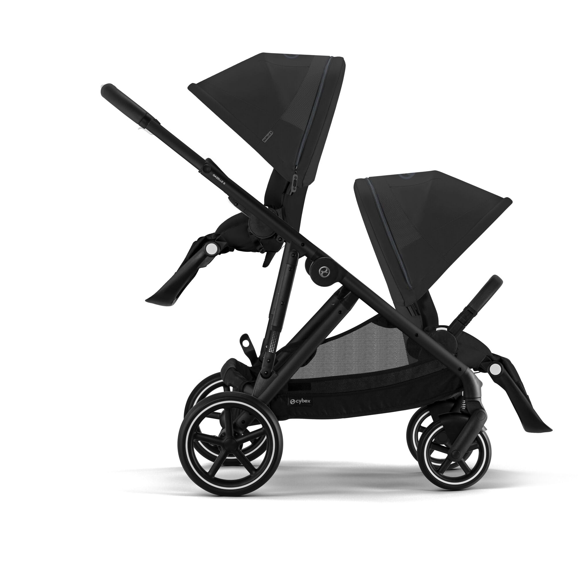 CYBEX Passeggino Gold GAZELLE S, dalla nascita a circa 4 anni, max. 22 kg (modalità singola) / 2x 22 kg (modalità Duo), sistema all-in-1 con 20+ configurazioni, Moon Black