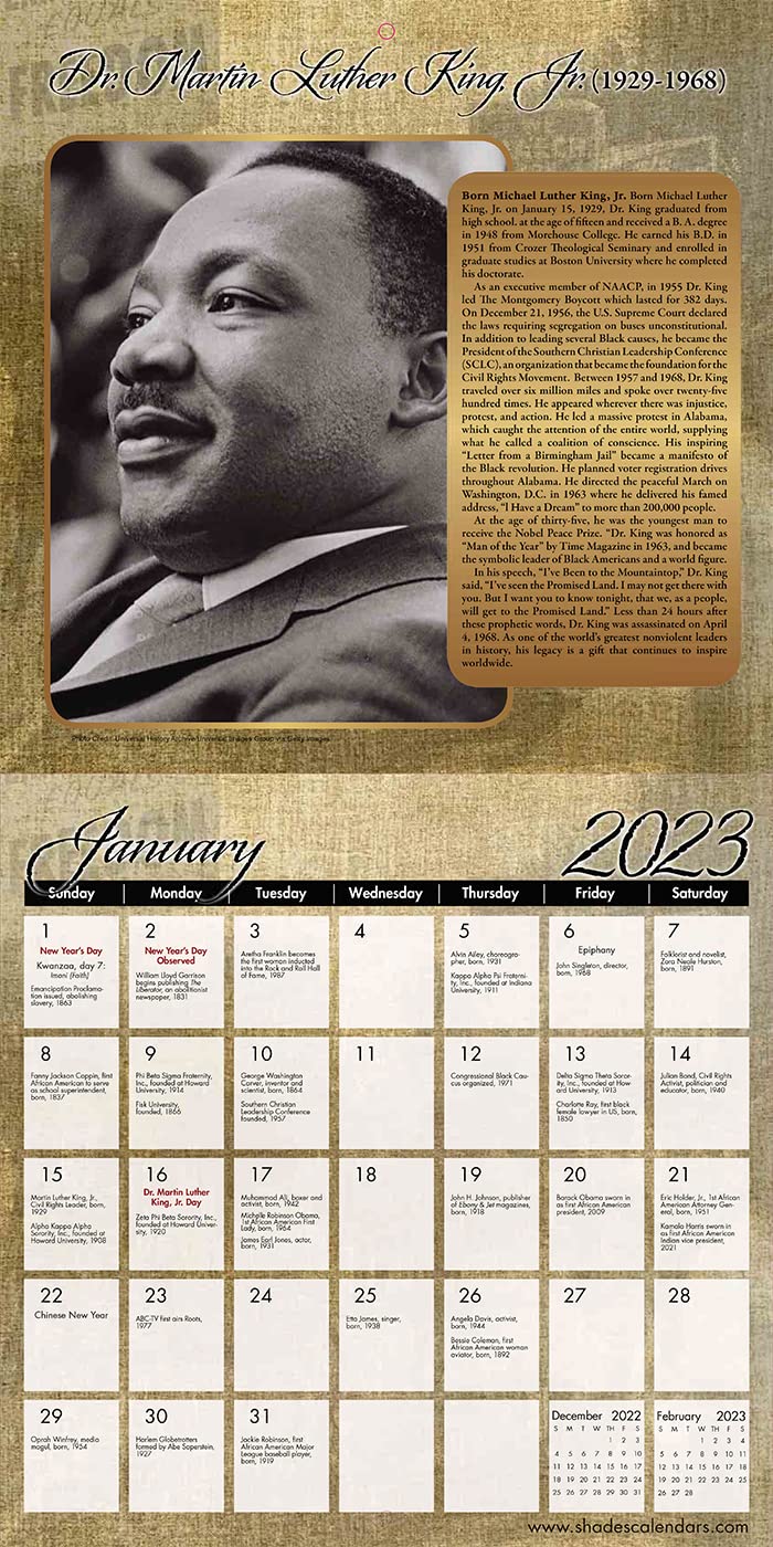 Amazon.com: Shades of Color 2023 African American Monthly Wall Calendar,  Shades of Color: Black History - Civil Rights Champions, Highlighting Black  Culture Through Beautiful Art, 12 by 12 Inches (23BH) : Office Products