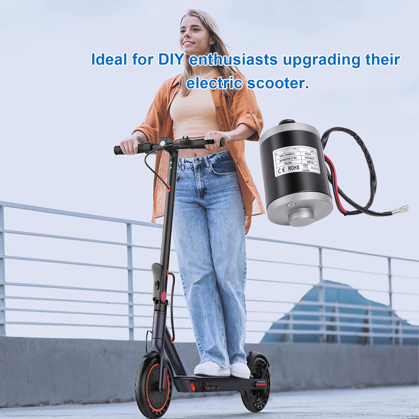 BuyWeek Getriebemotor 24V 120W mit 420 Zahnriemen, 3550 RPM Elektroroller Synchron Motor Aluminiumlegierung Elektromotor für E-Scooter, Elektrofahrrad, Dirtbike Sport & Freizeit