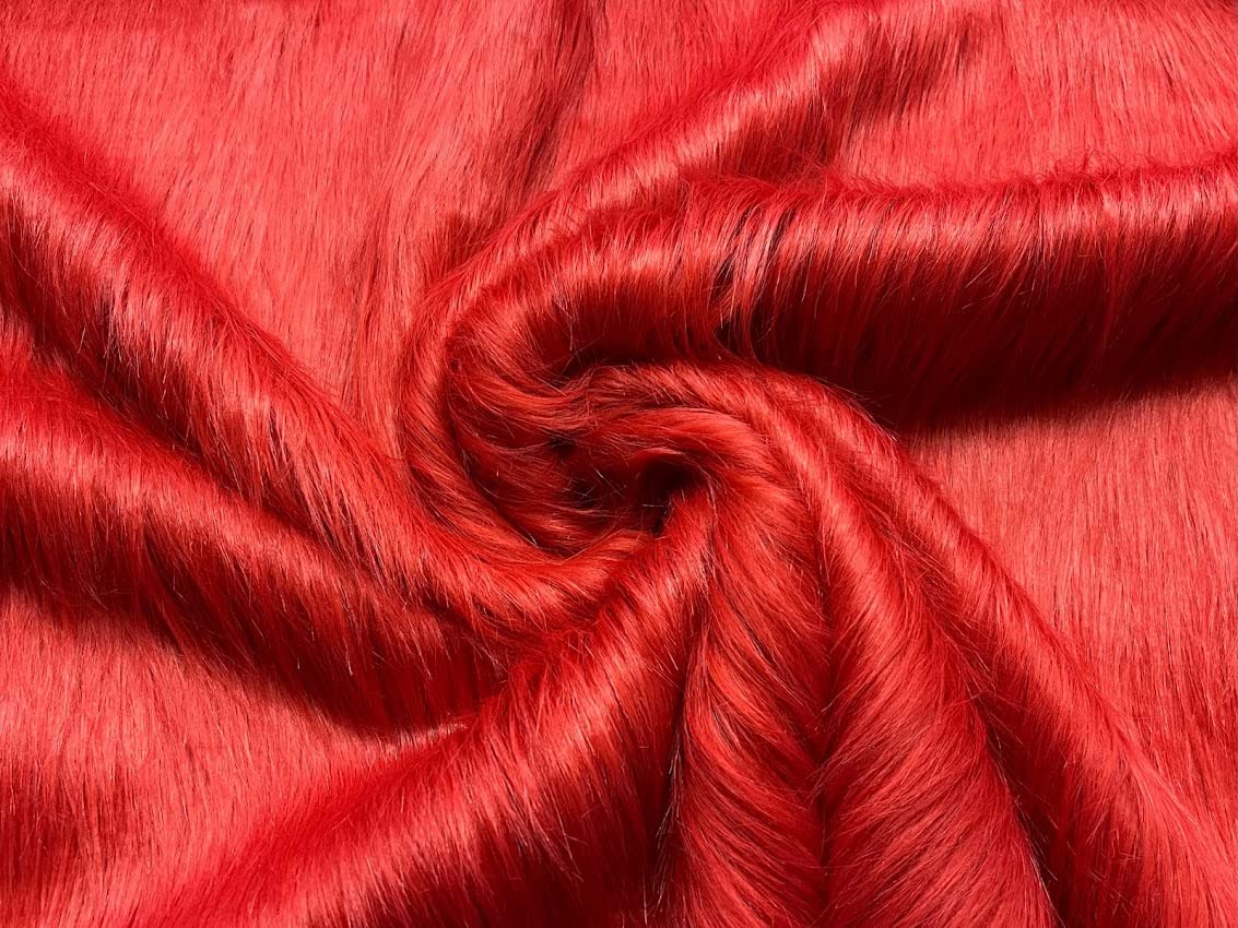 Fausse fourrure de luxe extra long rouge brume coupon 1m