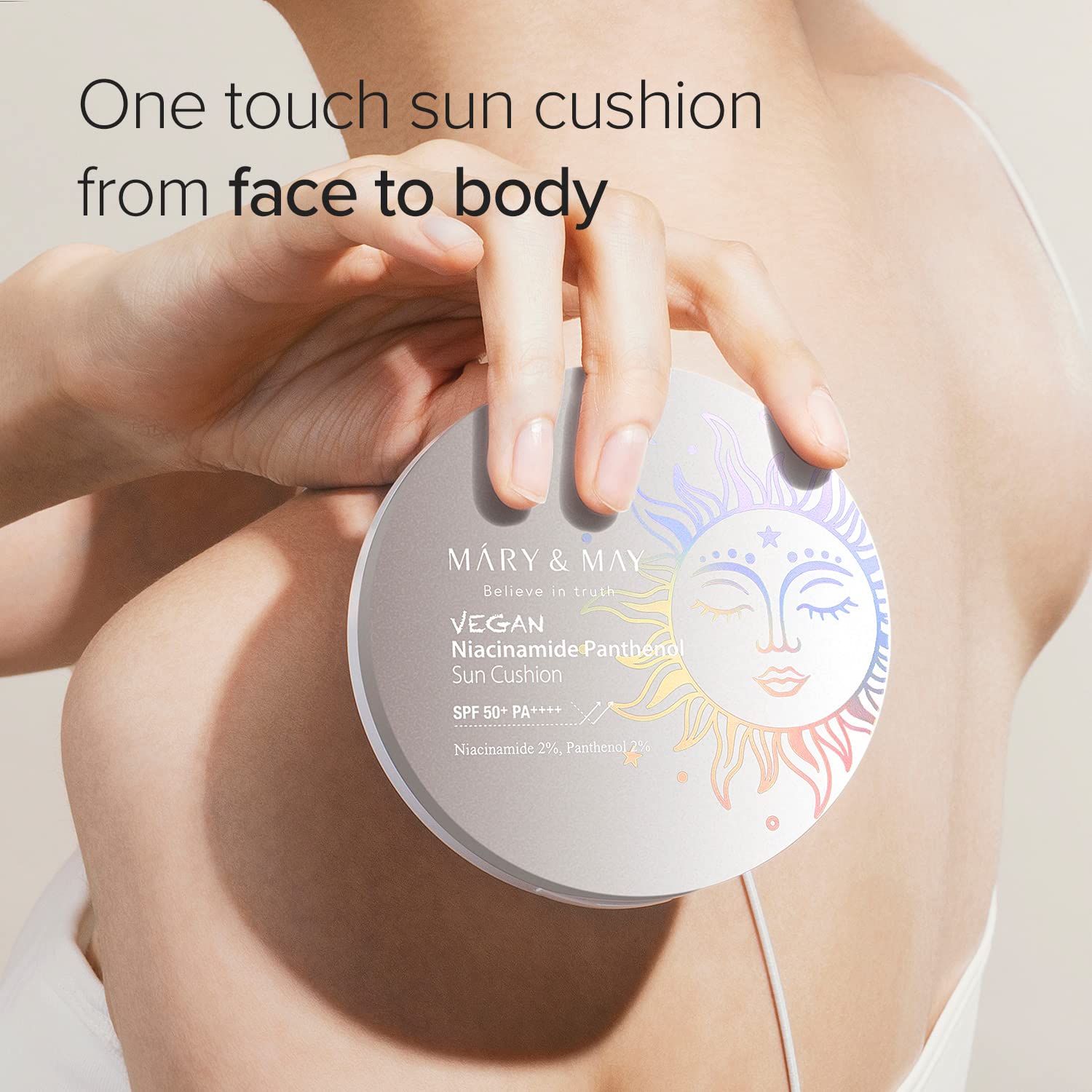 Mary & May Vegan Niacinamide Panthenol Sun Cushion SPF50+ PA++++, Broad Spectrum UV Protection, Skin Tone Enhancement - Image 3