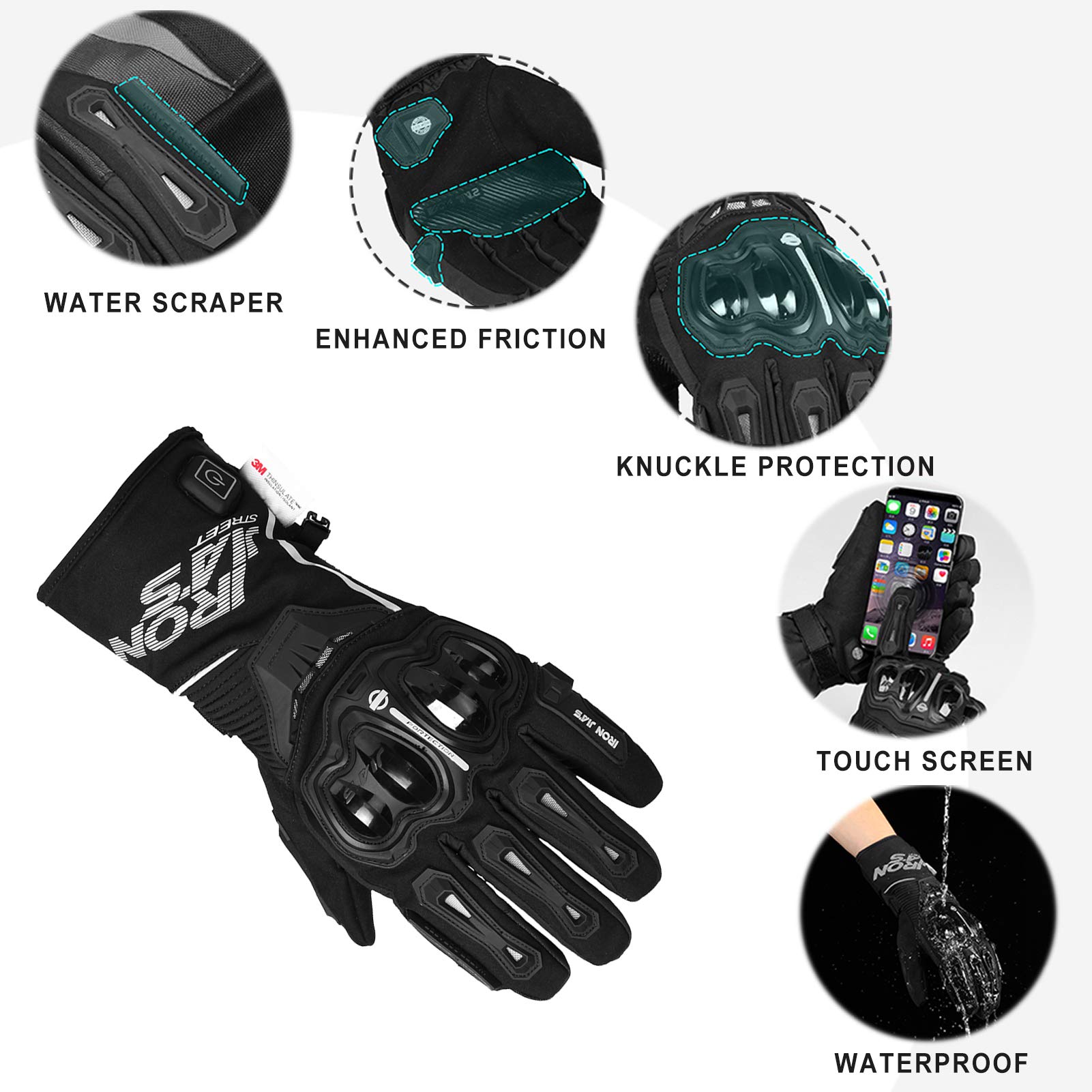 Winter Short Warm Waterproof Motorcycle Gloves JIA12