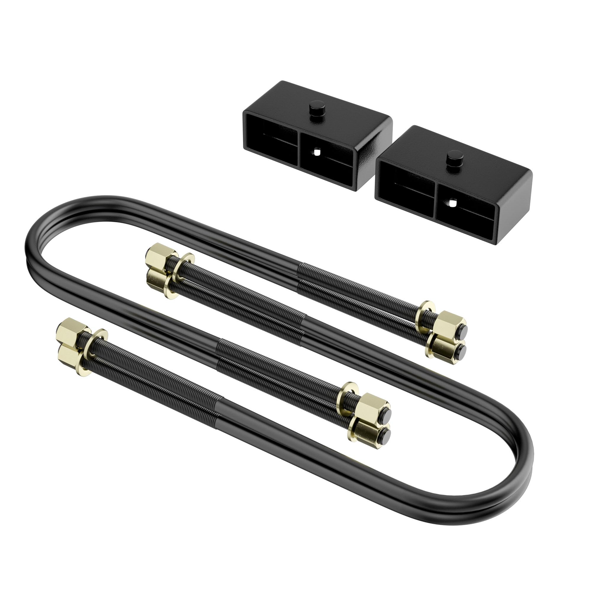 2 inch Rear Lift Block Kits Compatible with 1999-2022 F250 F350 Super Duty 2WD 4WD, 2'' Rear Leveling Lift Kits with Extra Long Extended U-Bolts Raise The Rear of Your Pickup By 2"