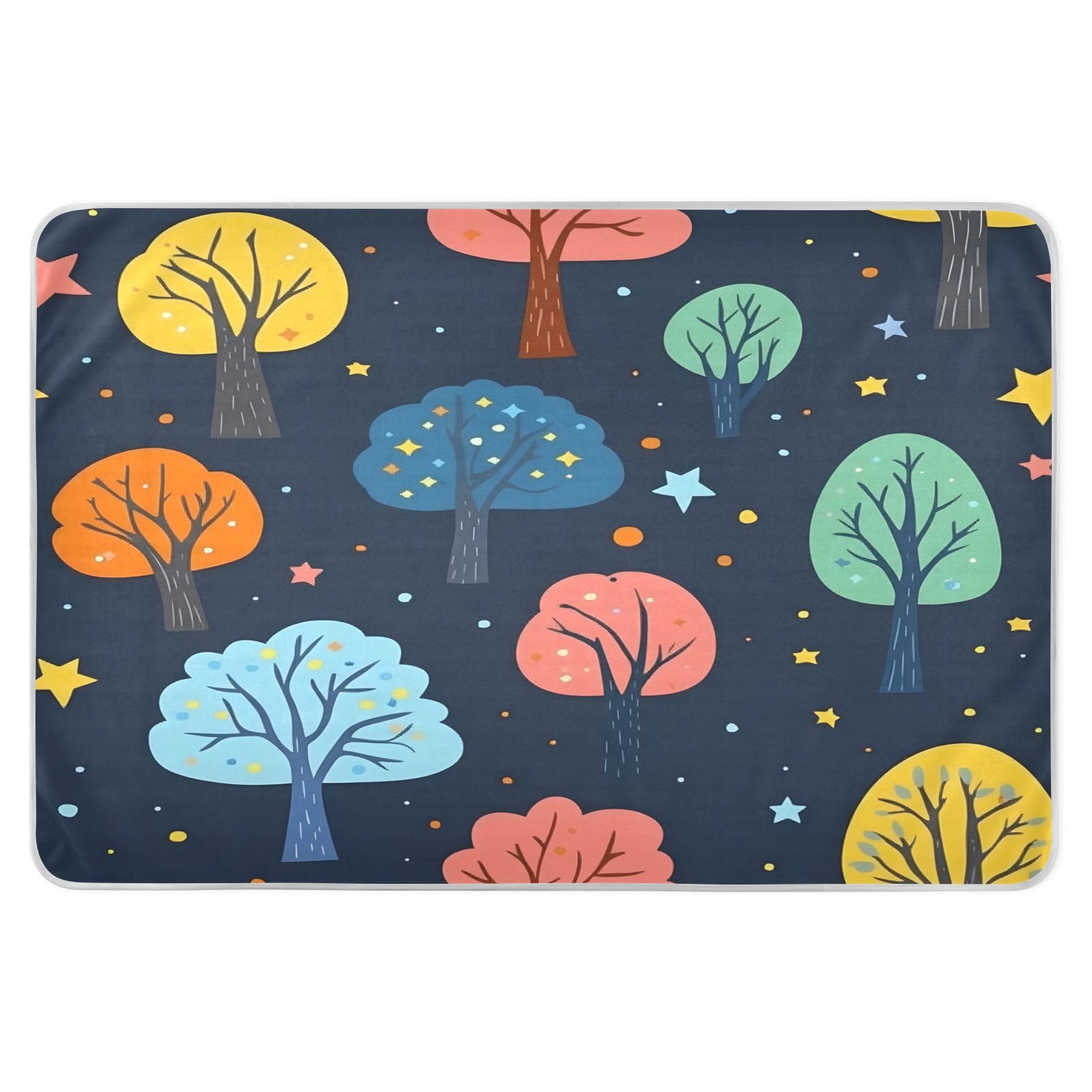 BOESI Doodle Colorful Tree Pattern Waterproof Pads for Bedwetting and Incontinence, Reusable Pads, Reusable Diaper Pads for Bed, Sofa, Travel