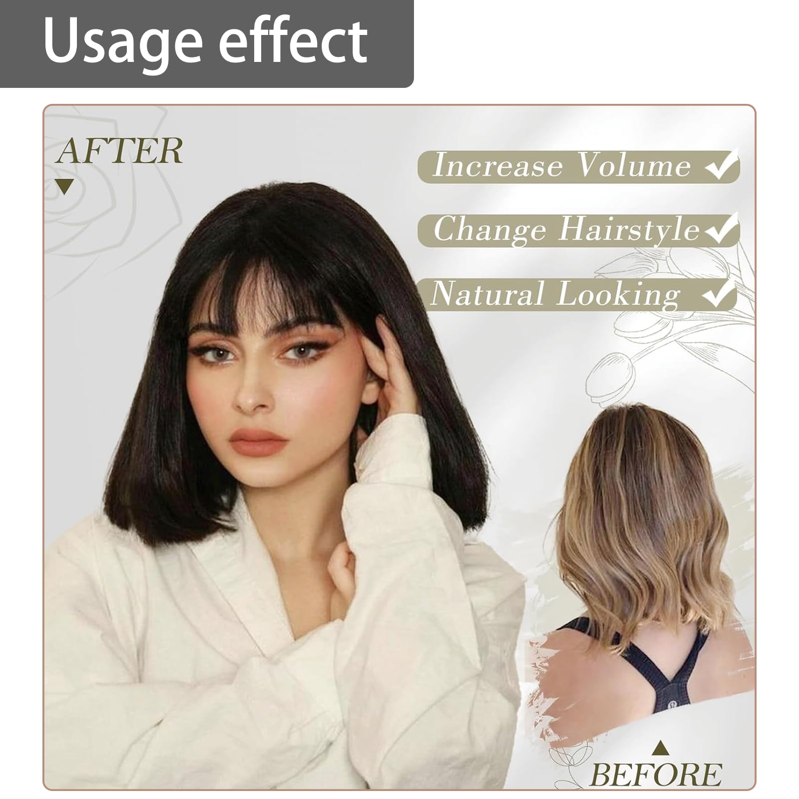 Black Bob Wig, Stylish Short Black Wig With Fringe - Image 4