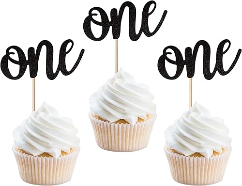 Paquete de 24 adornos para cupcakes de arcoíris con purpurina para el primer cumpleaños, decoración para baby shower, niñas, niños, fiesta de primer