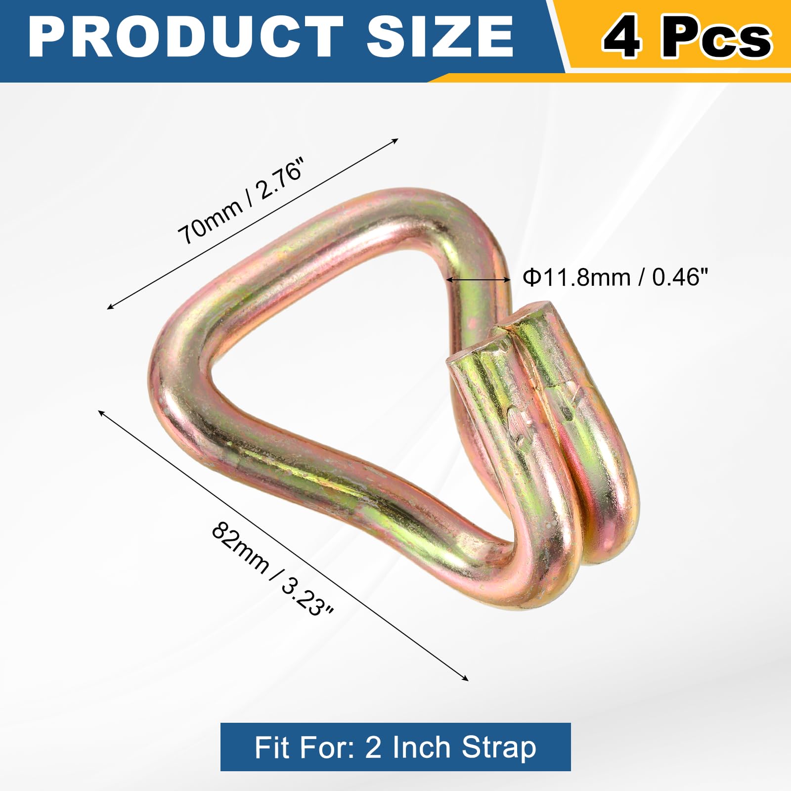 QUARKZMAN 4pz Doppio J Gancio 11.8mm Dia 11023lbs Cricchetto Cinturino Fissaggio Gancio per 2" Fissaggio Cinghie Matrimonio Auto Camion Rimorchi Doppio Riga Ganci Legatore Accessori