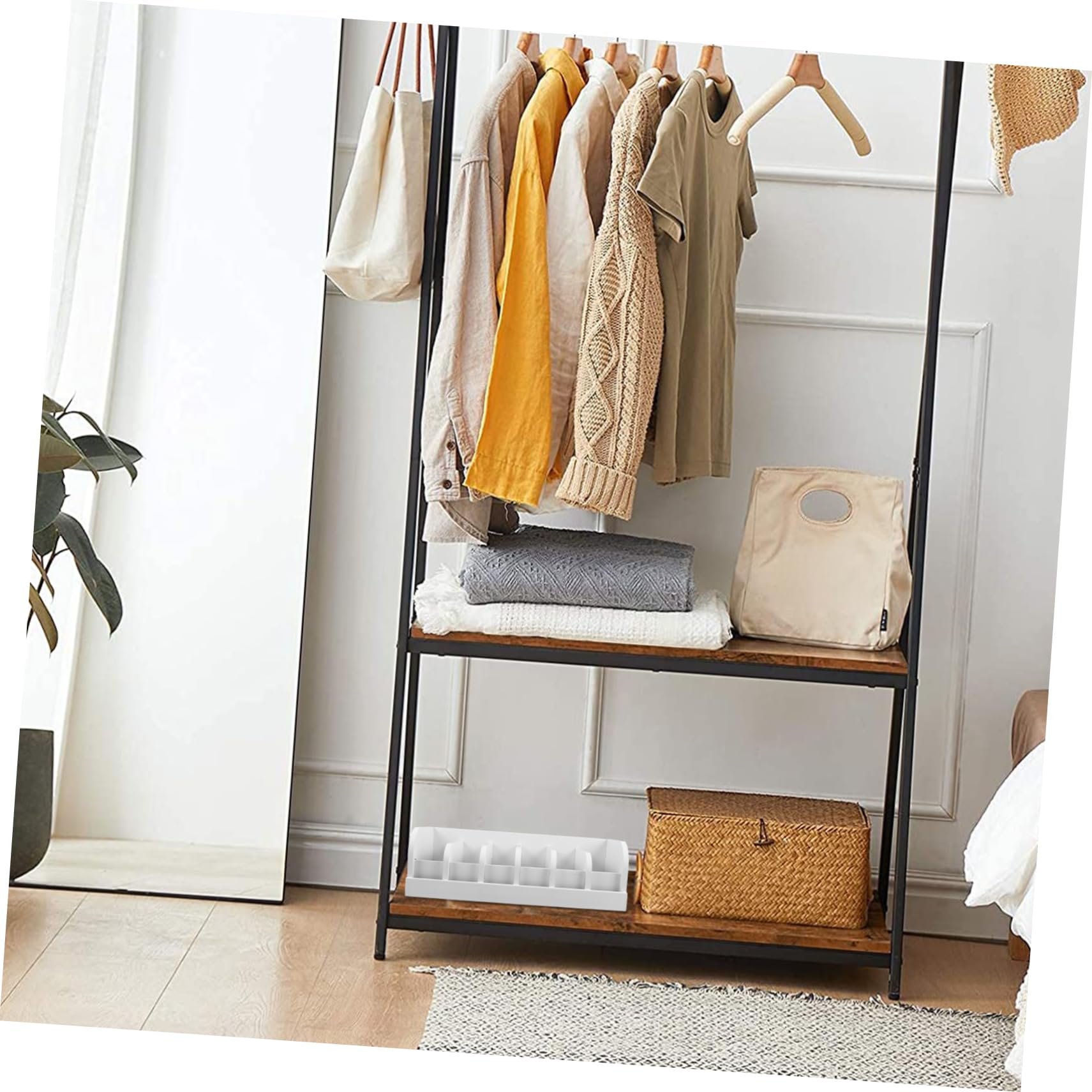 Ipetboom Organizer Elegante Cinture in Multicompartment Design e Bianco Legno per Conservazione di Accessori Armadio